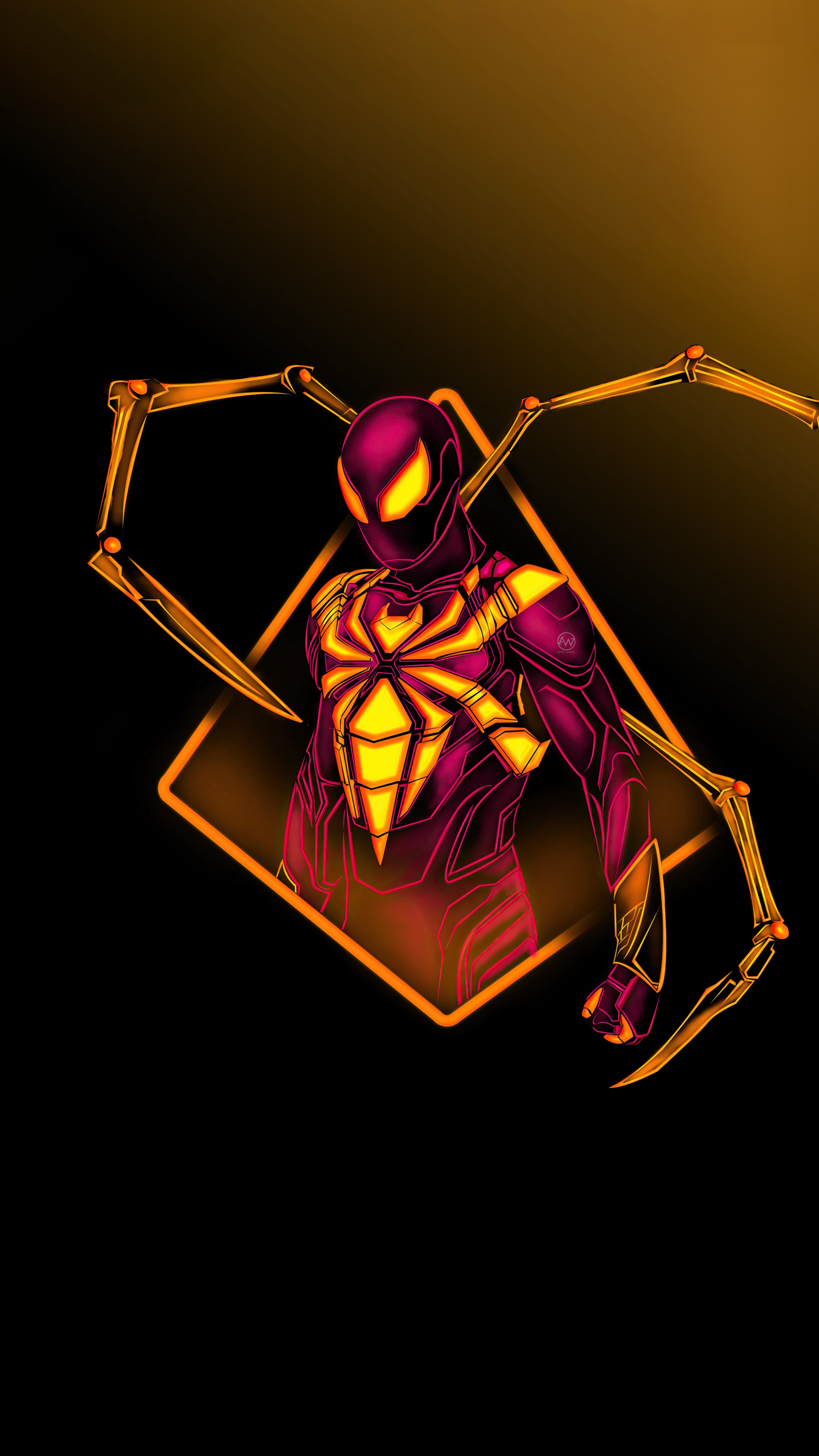 Spider-Man in Iron Spider Suit with Mechanical Arms HD Phone Wallpaper