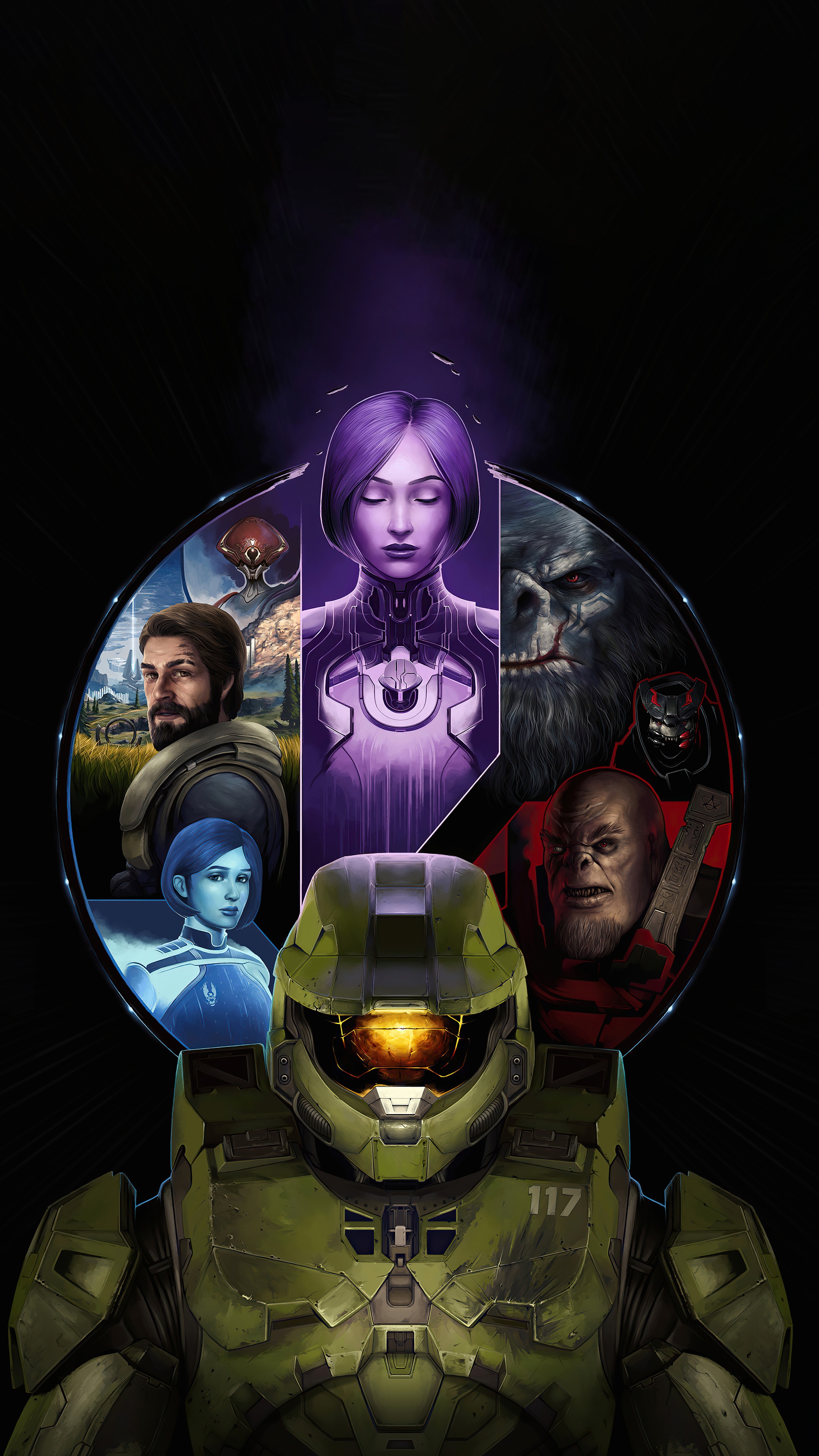 Master Chief and characters from Halo HD Phone Wallpaper