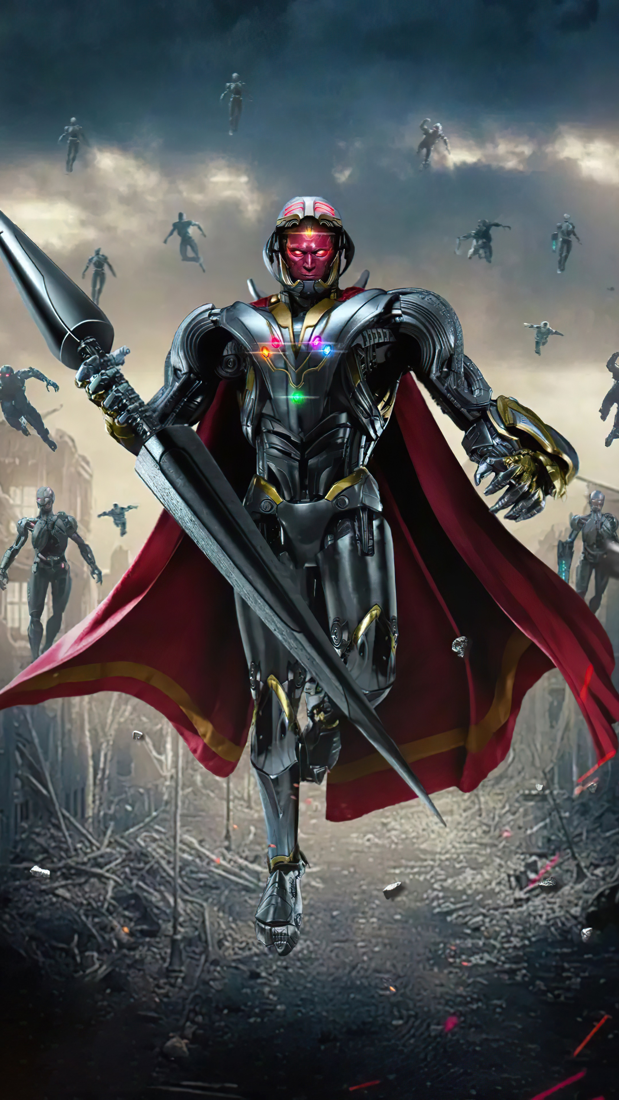 Ultron from What If...? with Infinity Stones HD Phone Wallpaper