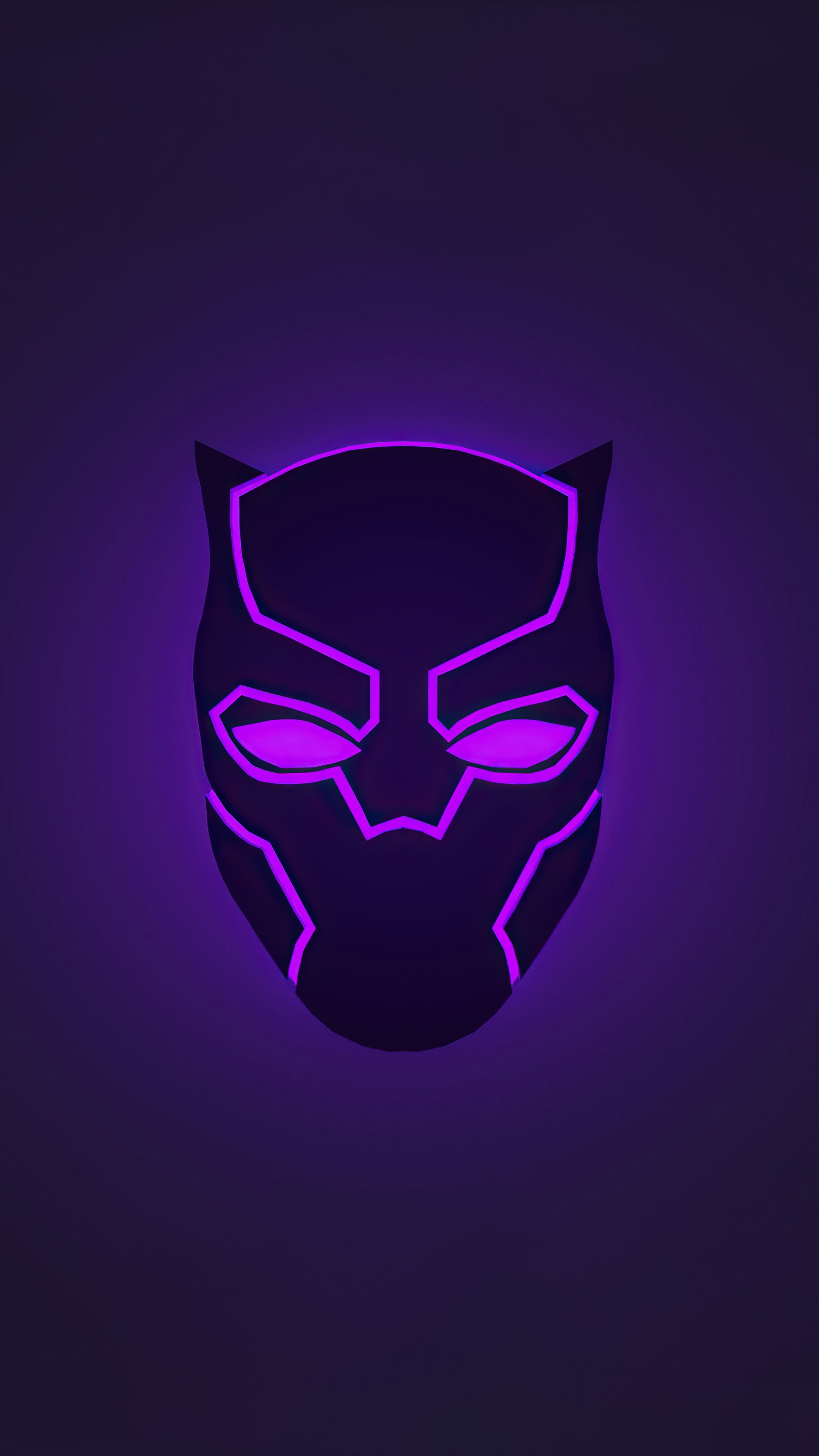 Black Panther mask with purple neon outline HD Phone Wallpaper