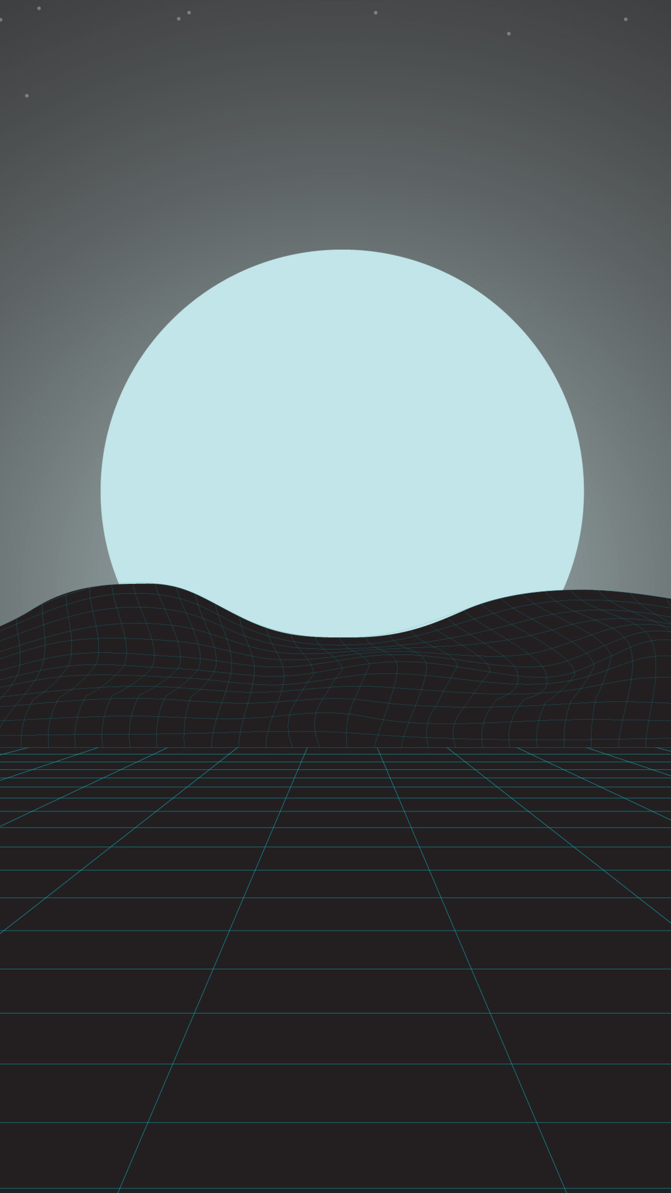 Digital art of a large moon over mountains HD Phone Wallpaper