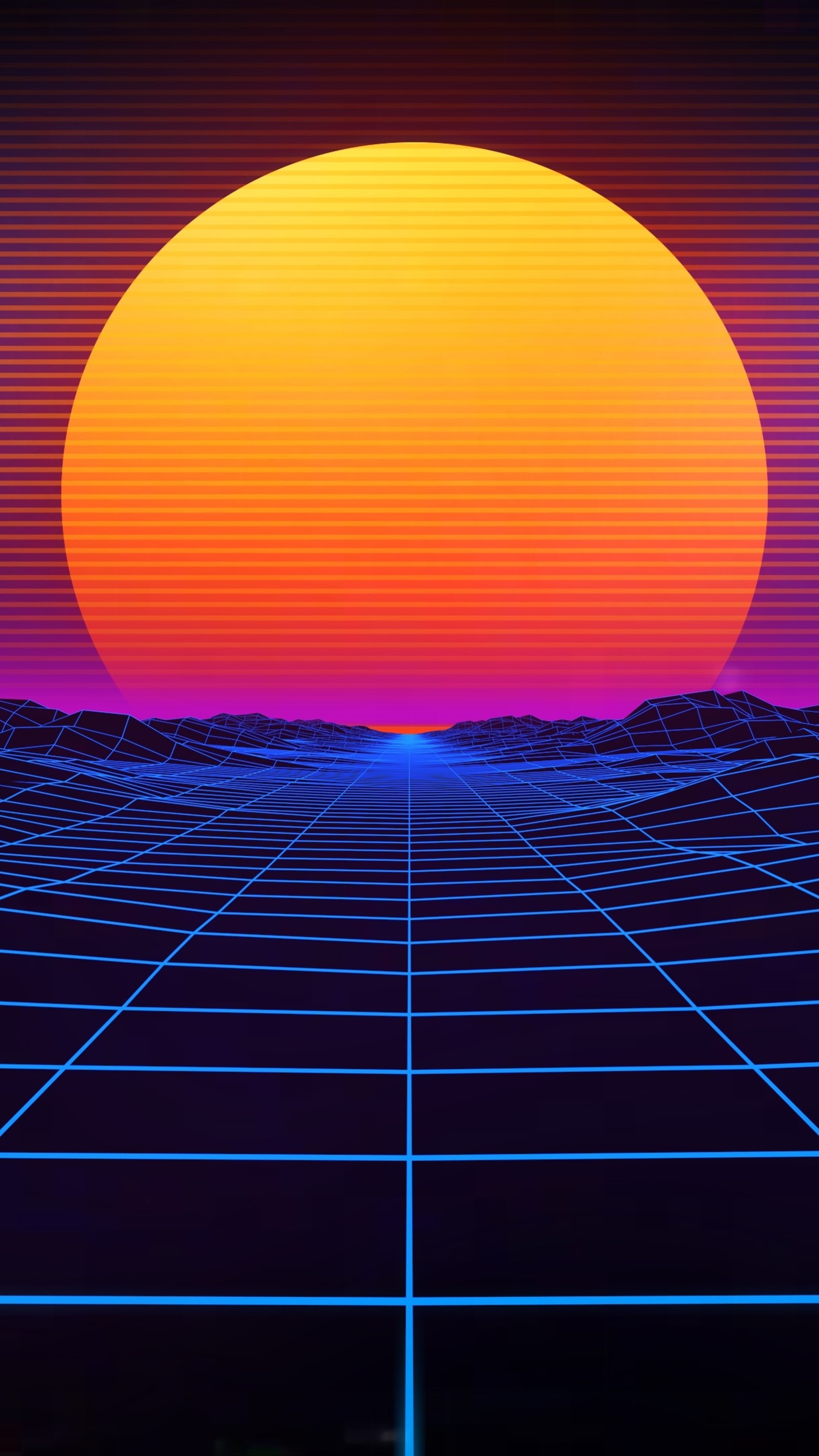 Retro Grid Sunset HD Phone Wallpaper