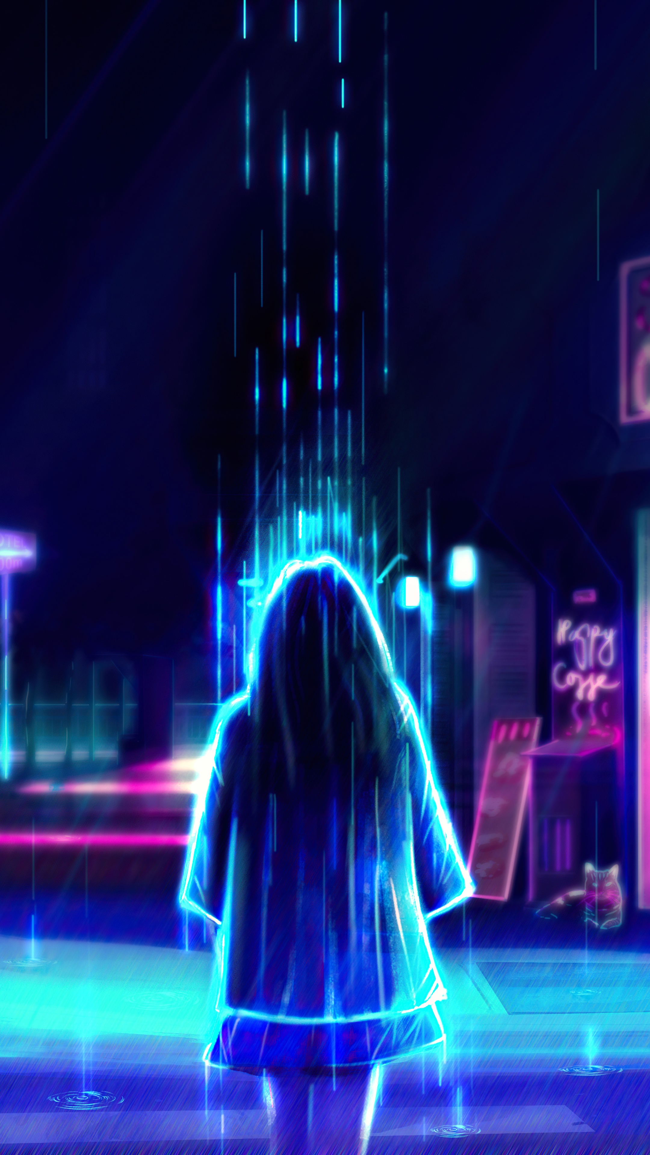 Girl in neon lights HD Phone Wallpaper