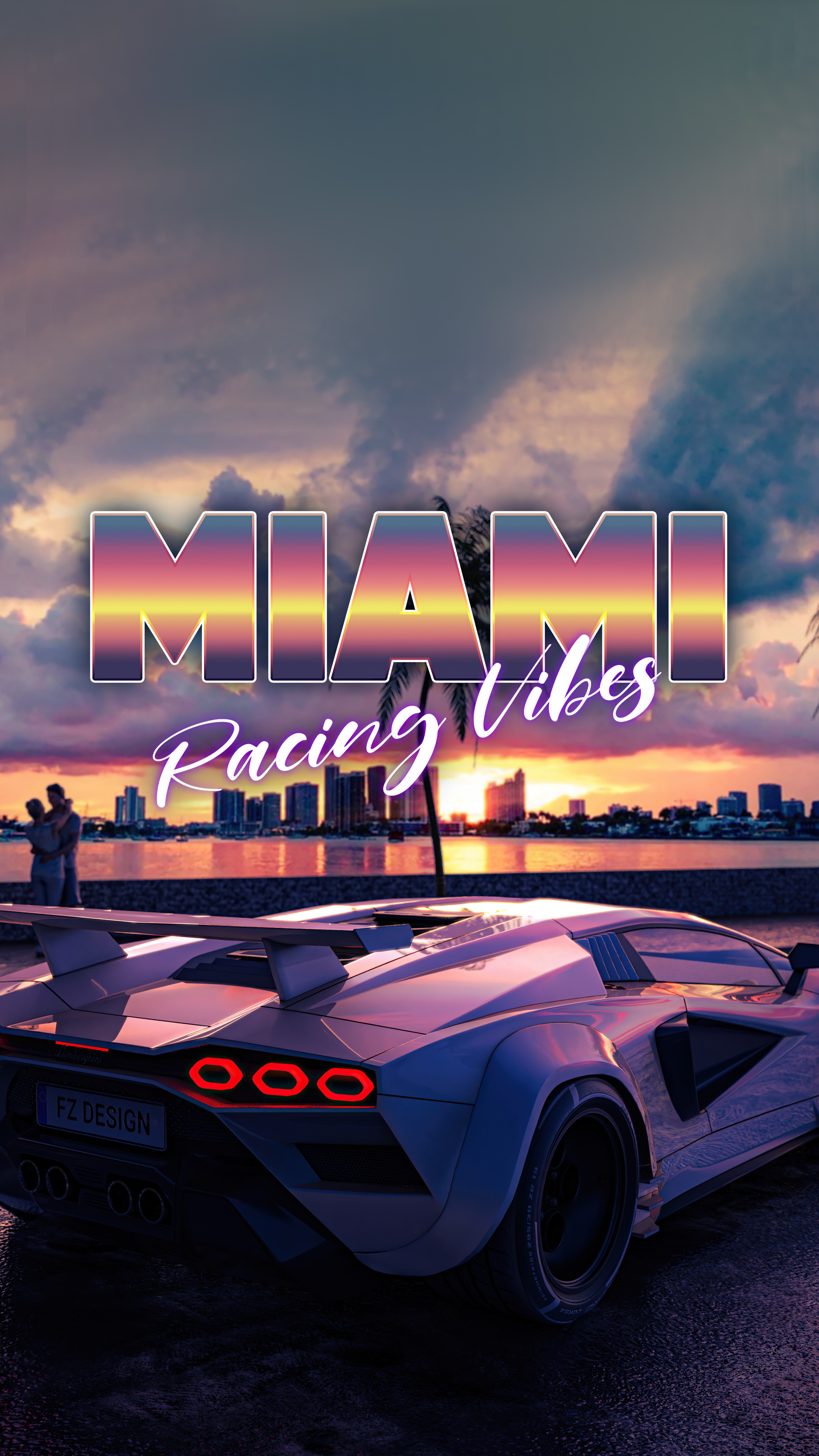 Miami Racing Vibes Digital Art HD Phone Wallpaper