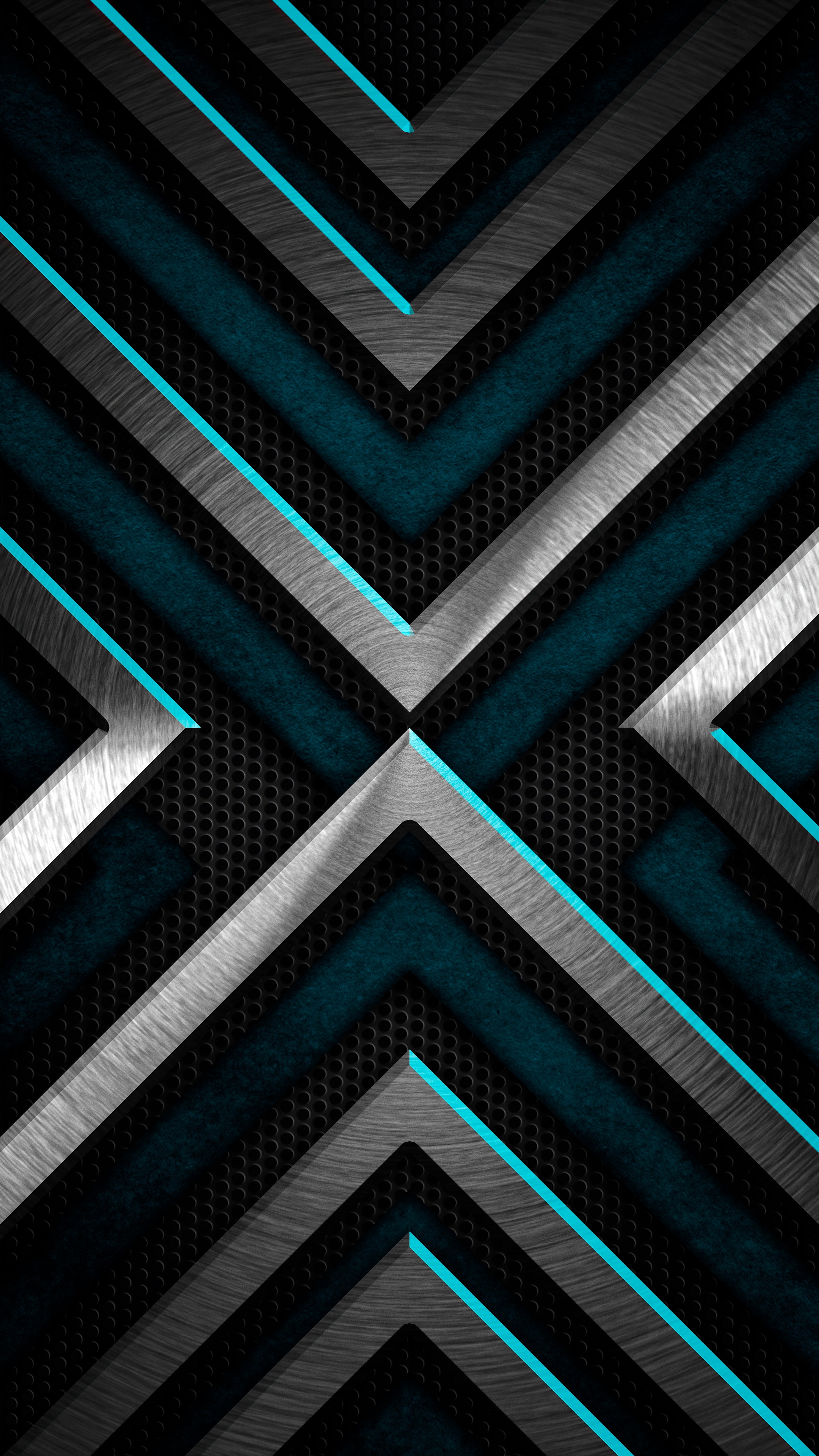 Abstract geometric pattern with metallic and teal accents 4K HD Phone Wallpaper