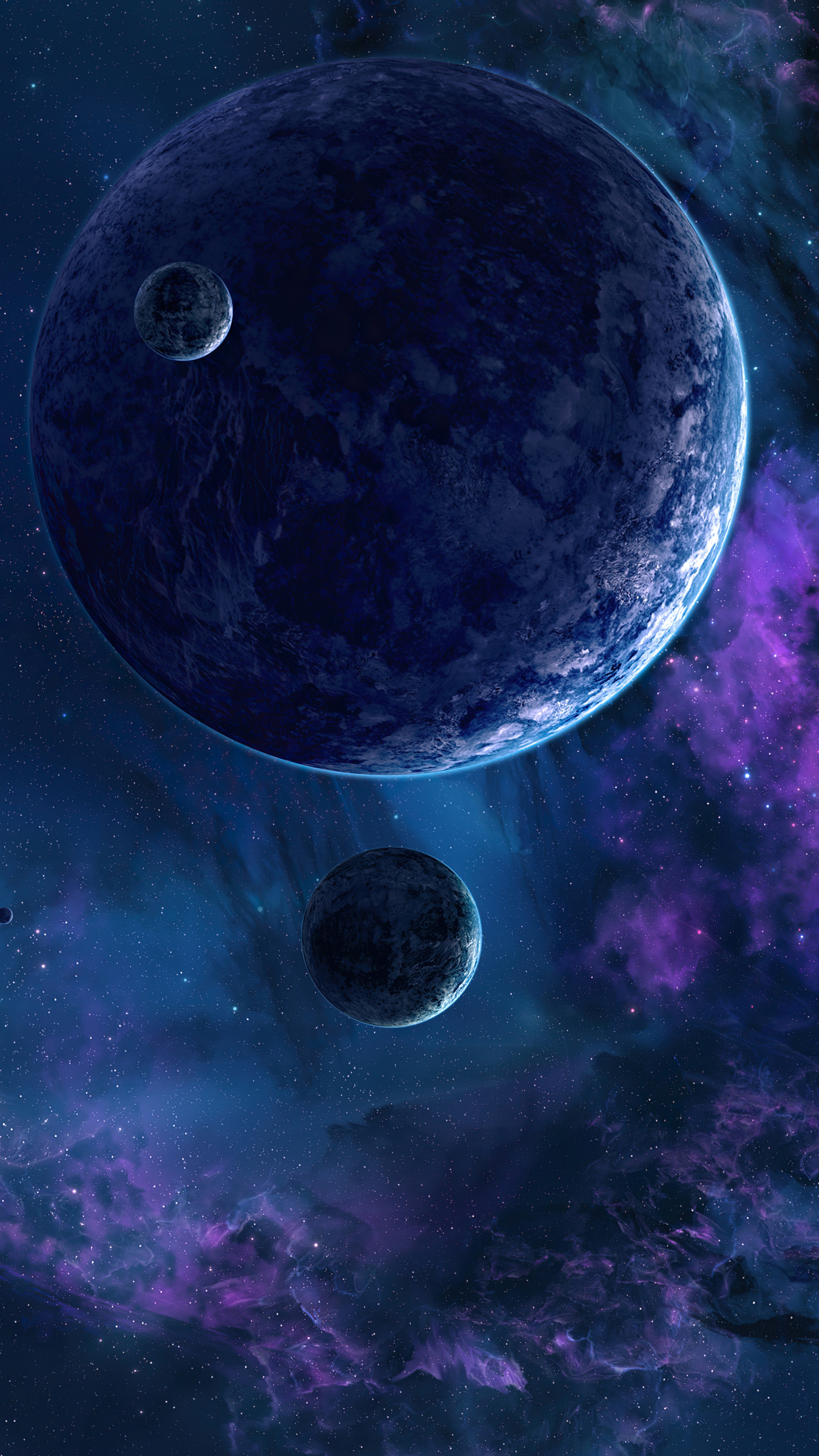 Digital art of planets and nebula HD Phone Wallpaper