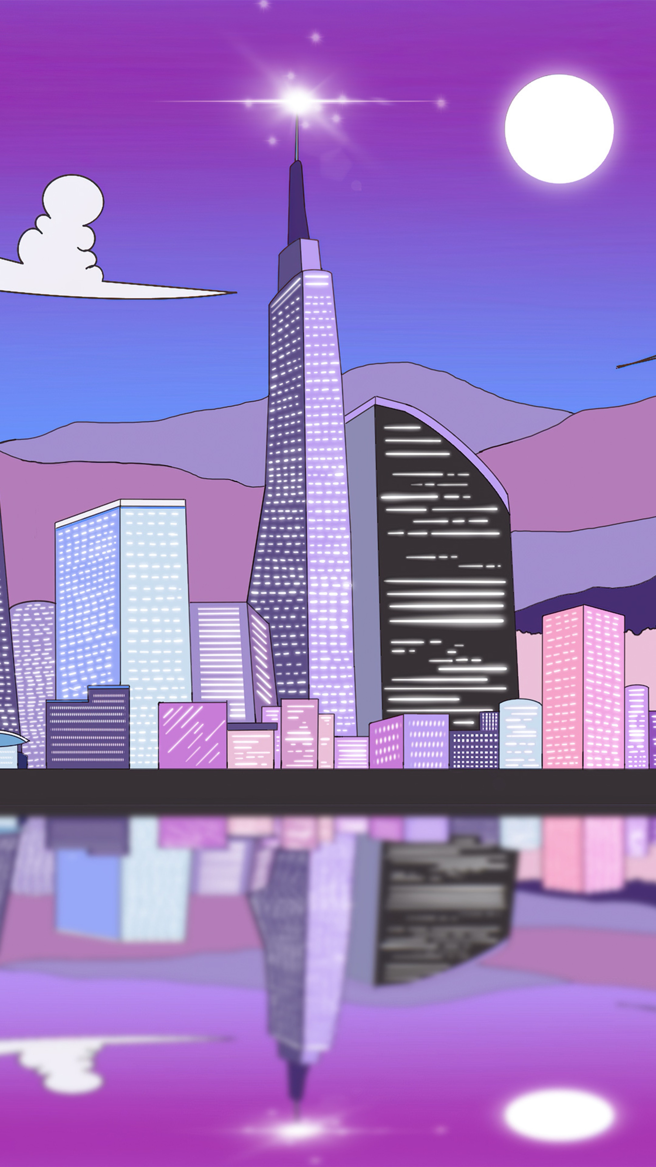 Cityscape with Skyscrapers and Reflection HD Phone Wallpaper