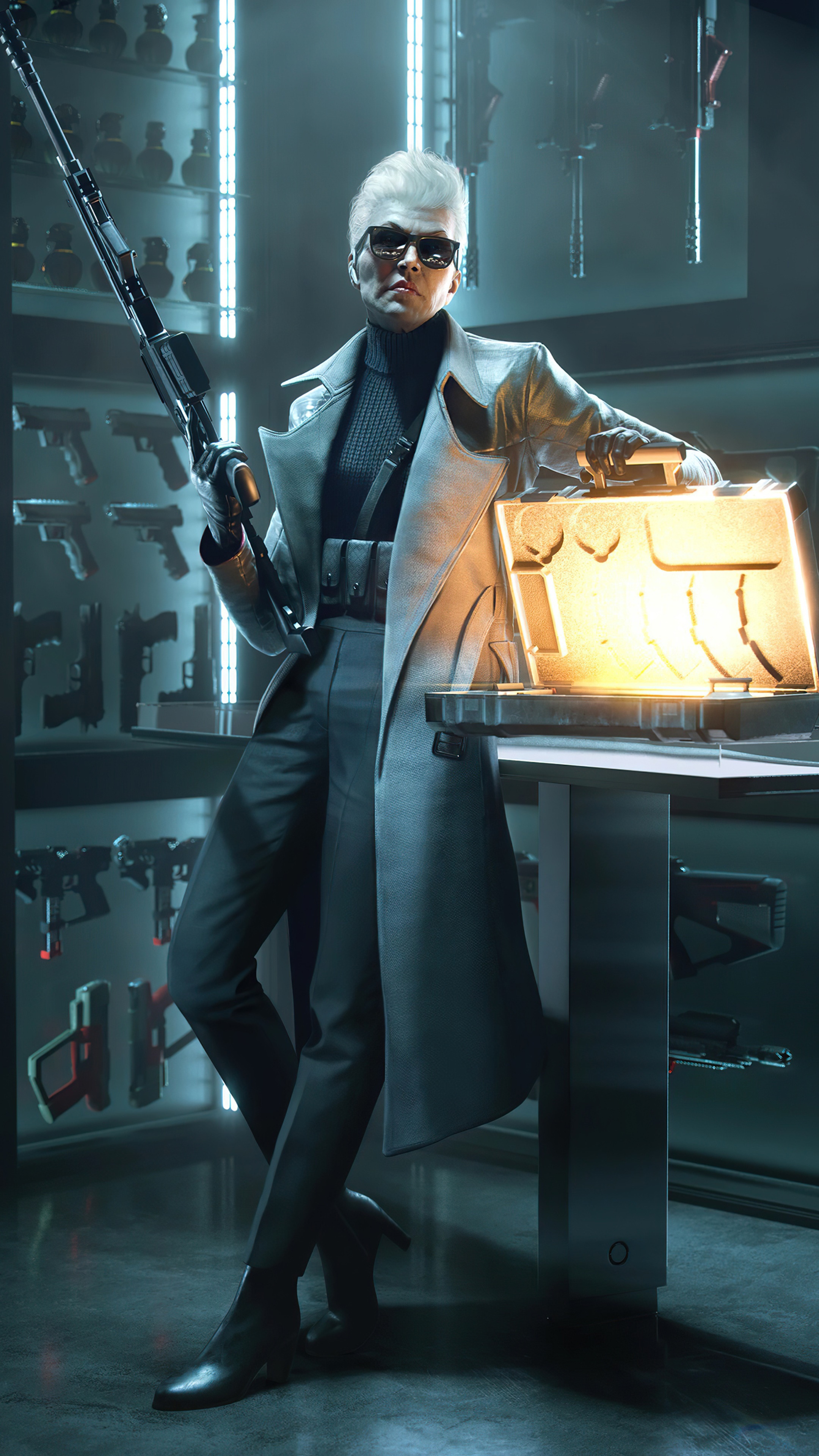 Rogue Company character with sniper rifle and briefcase HD Phone Wallpaper