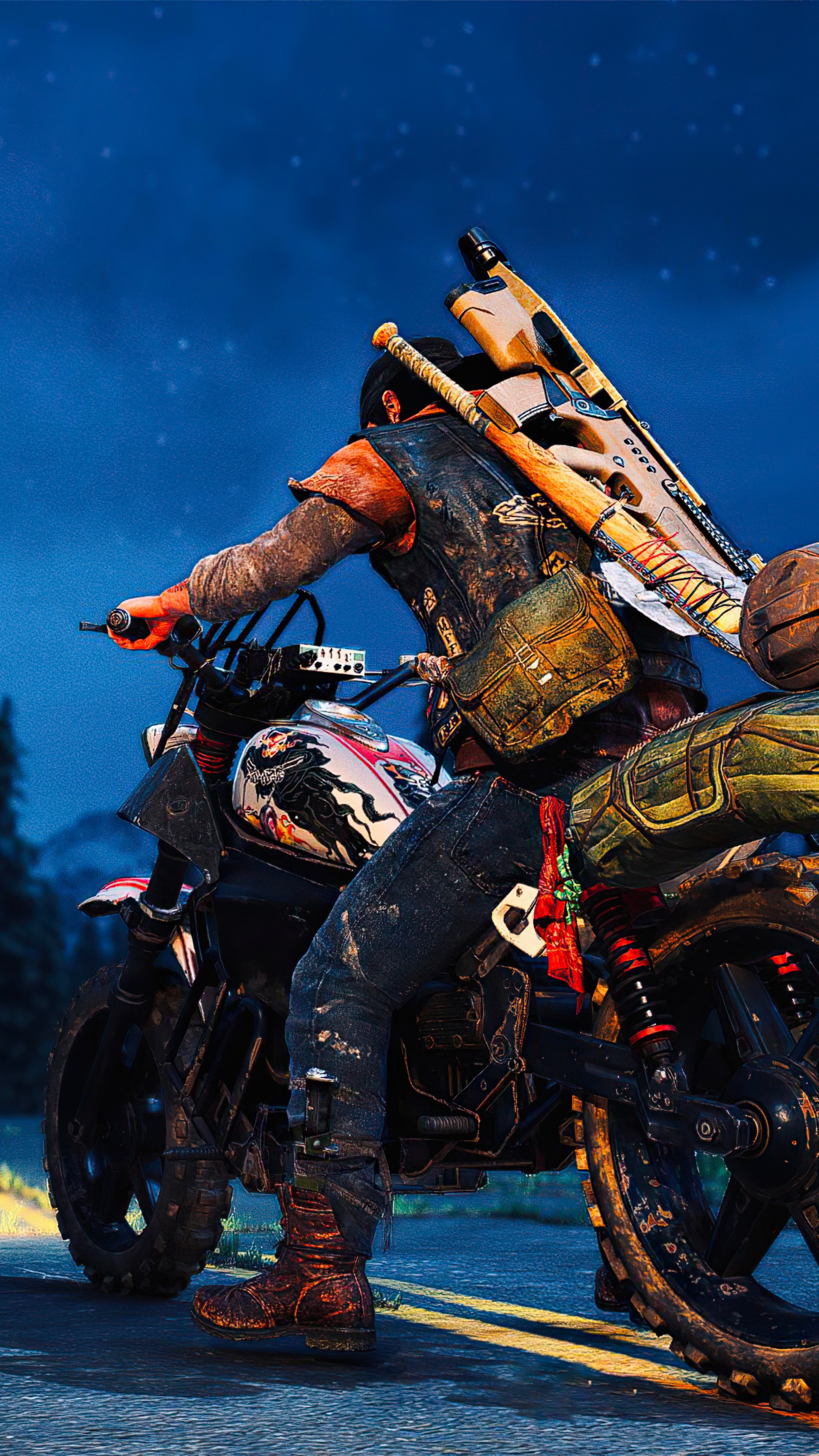 Deacon St. John from Days Gone on a motorcycle HD Phone Wallpaper
