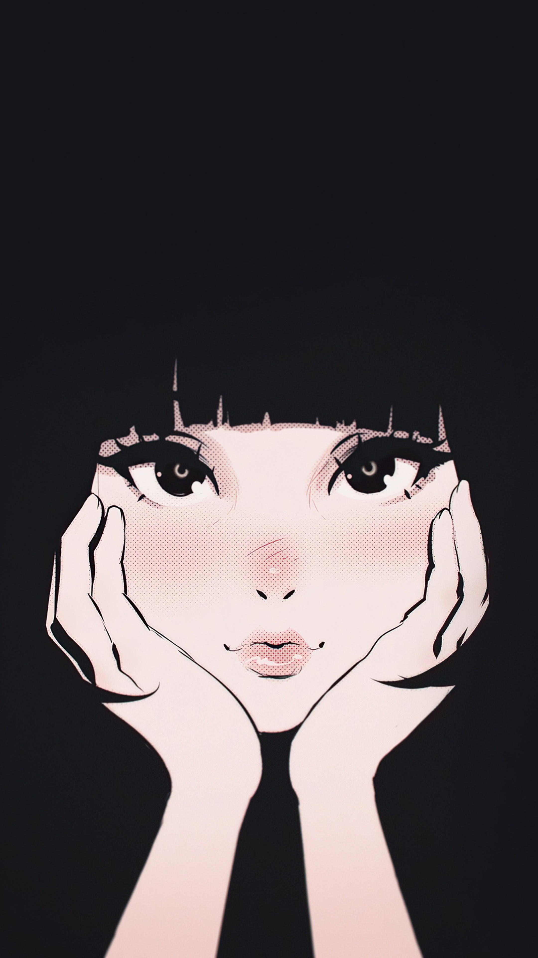 Anime girl with black hair and large eyes HD Phone Wallpaper