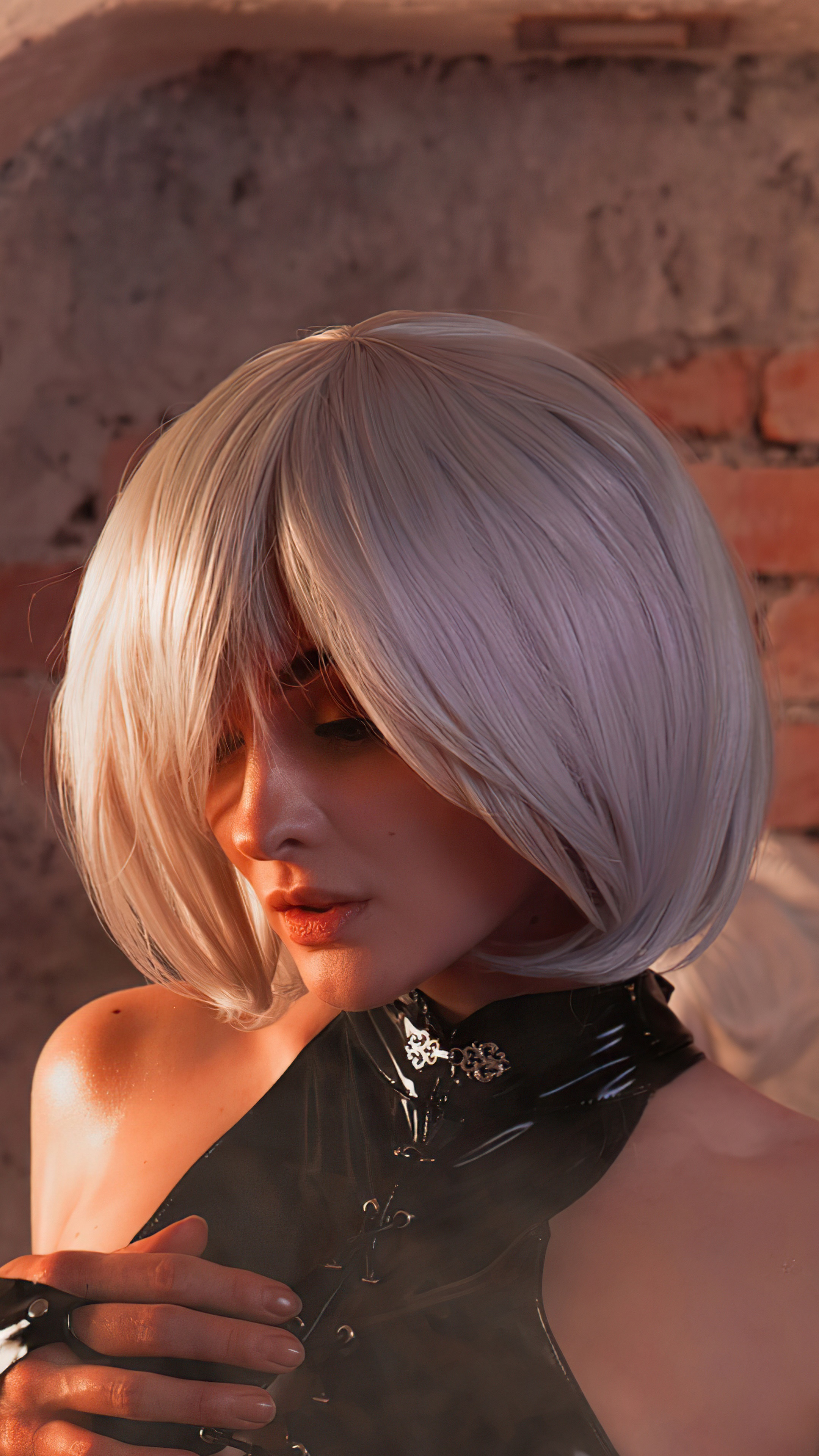 Cosplayer dressed as 2B from Nier: Automata HD Phone Wallpaper