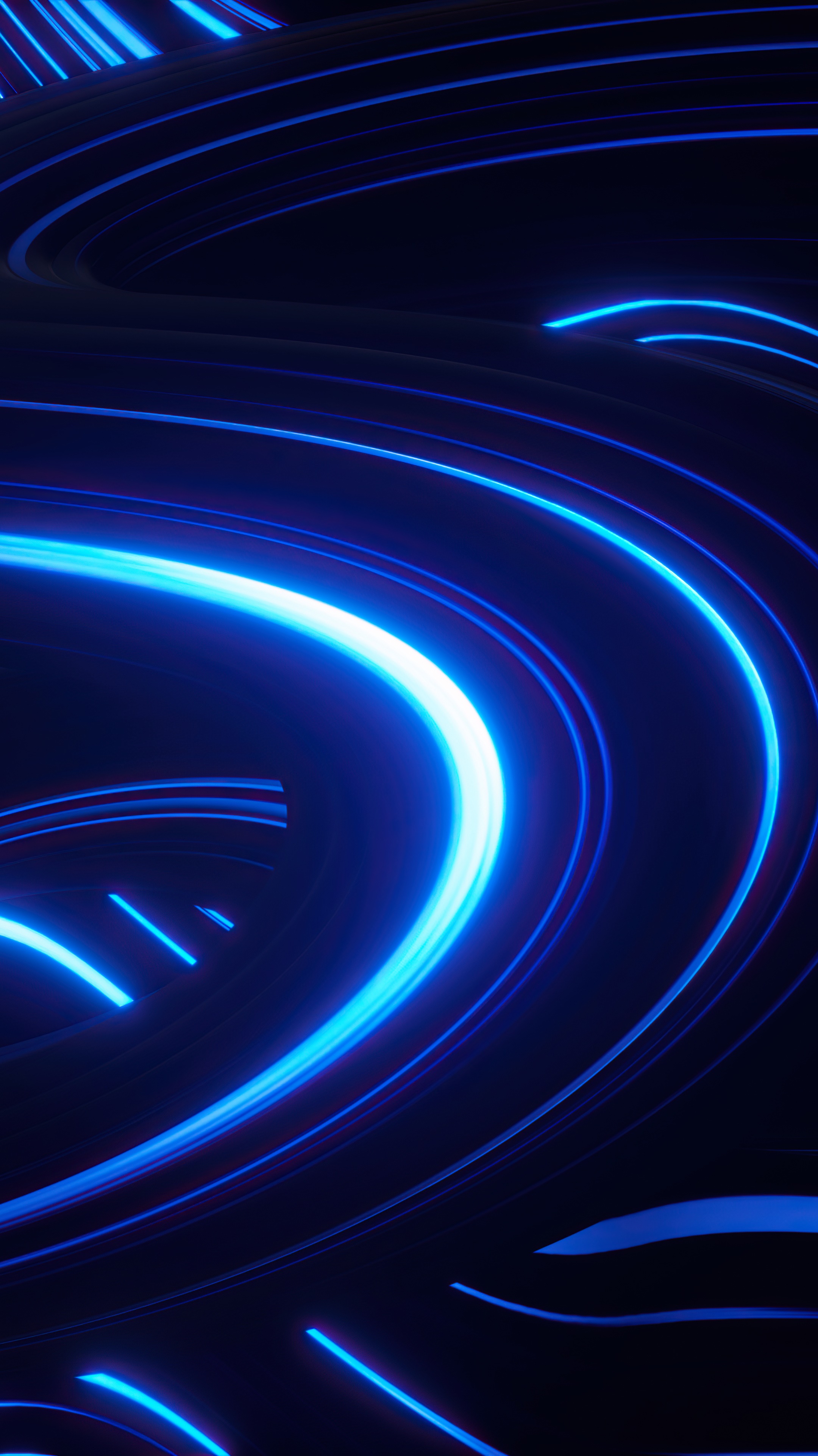 Abstract blue and black swirling lines 4K HD Phone Wallpaper