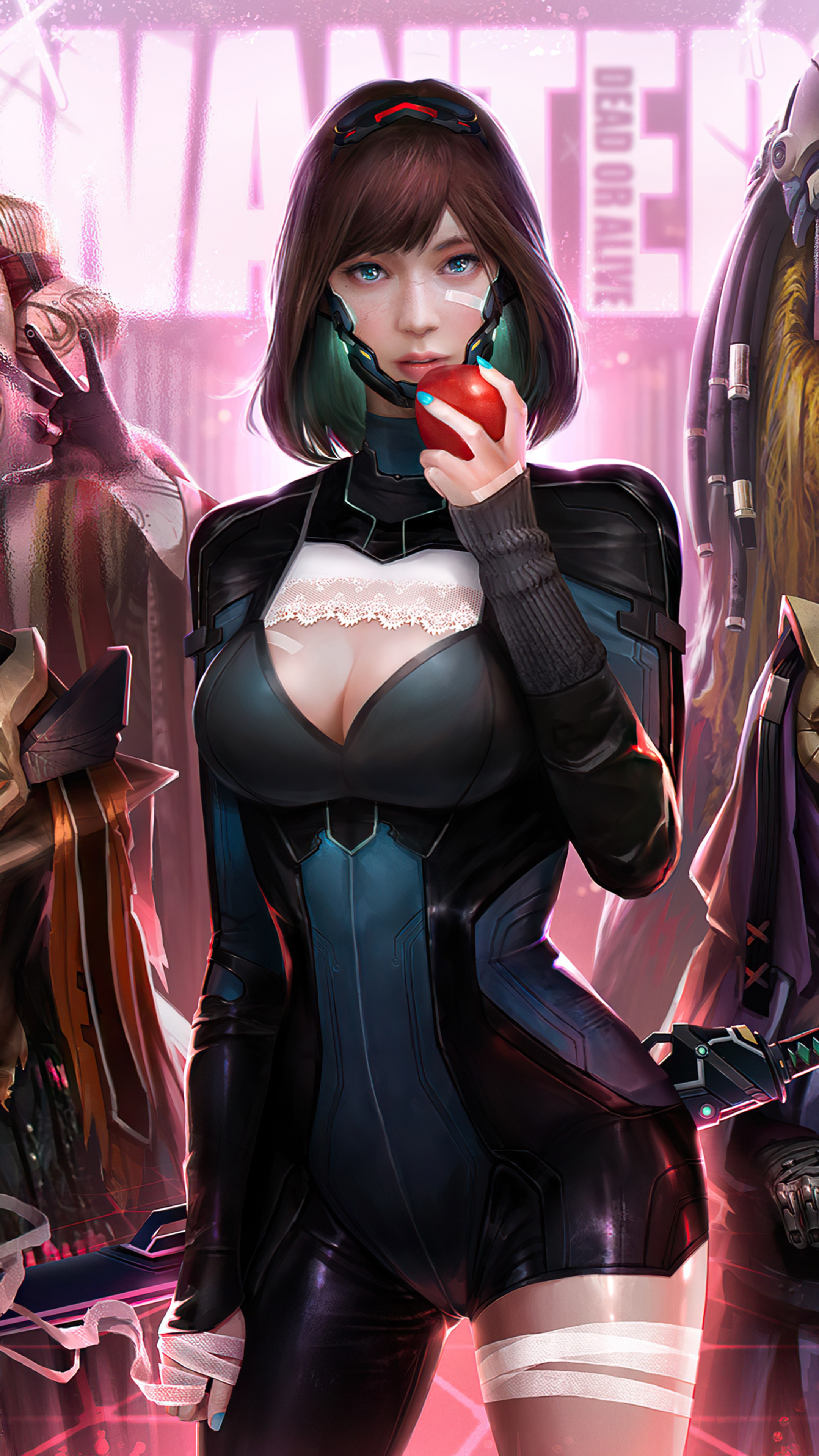 Kasumi from Dead or Alive holding an apple HD Phone Wallpaper