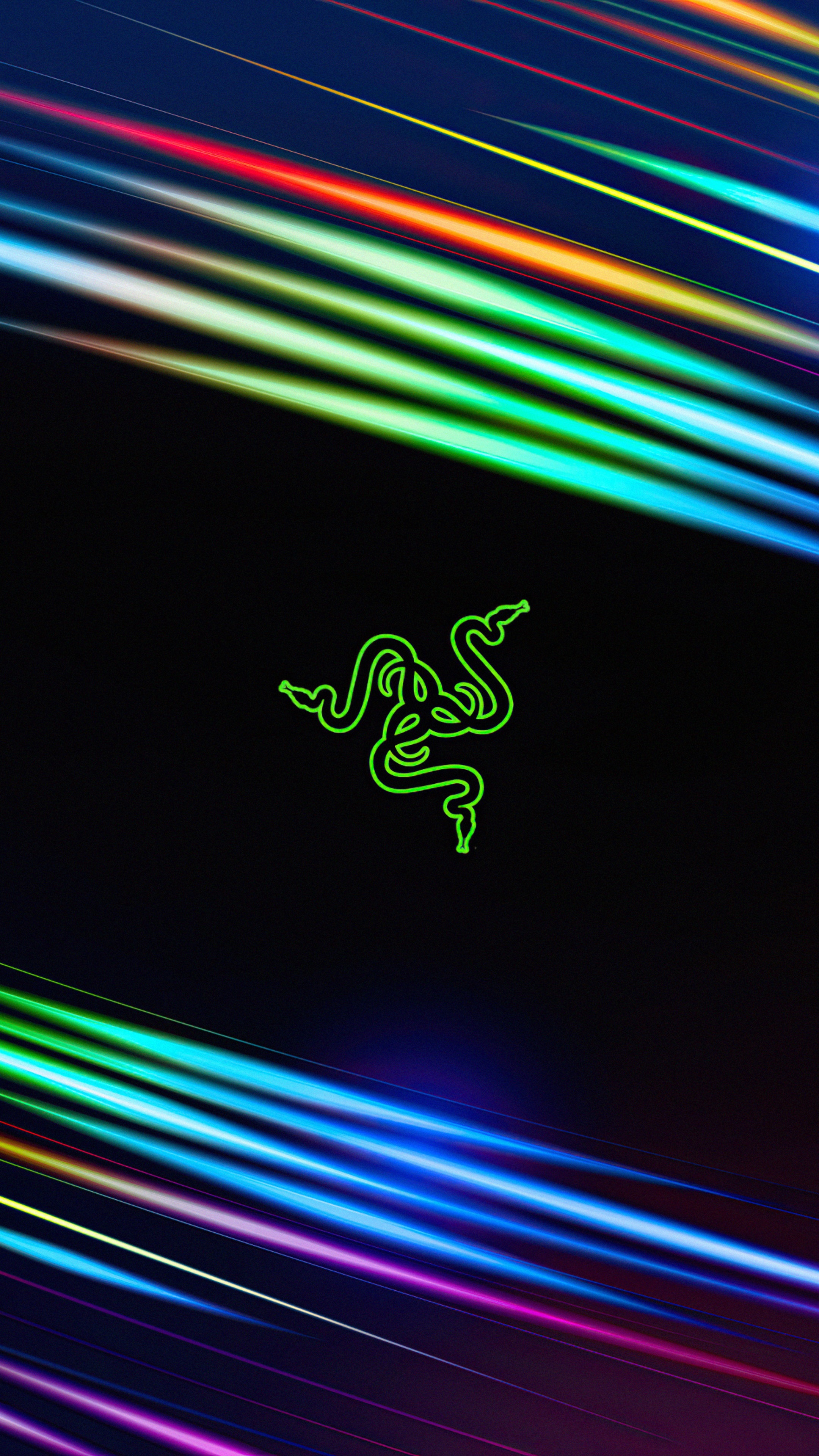 Razer logo with abstract light streaks 4K HD Phone Wallpaper