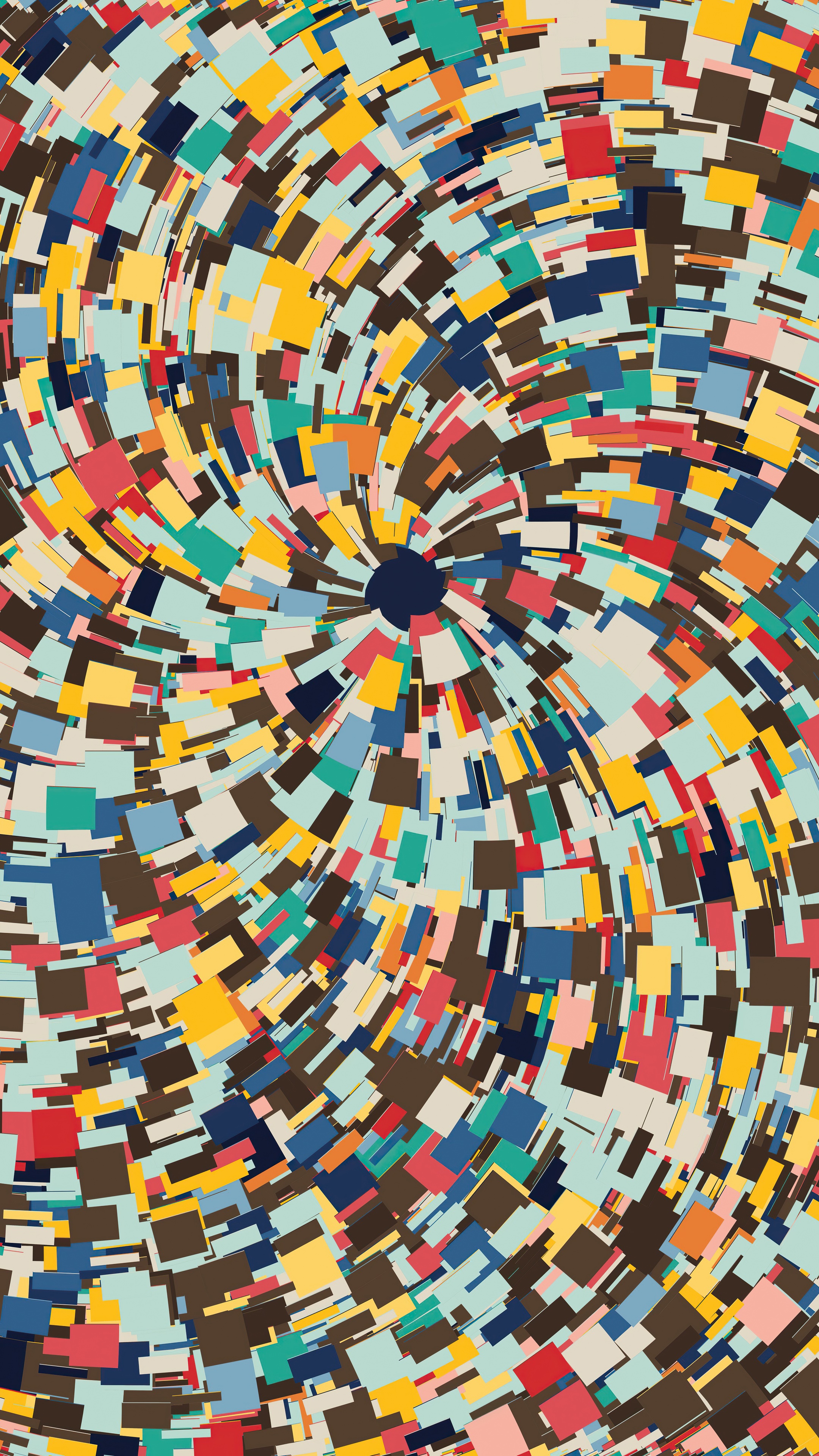 Abstract digital art with swirling colorful squares HD Phone Wallpaper