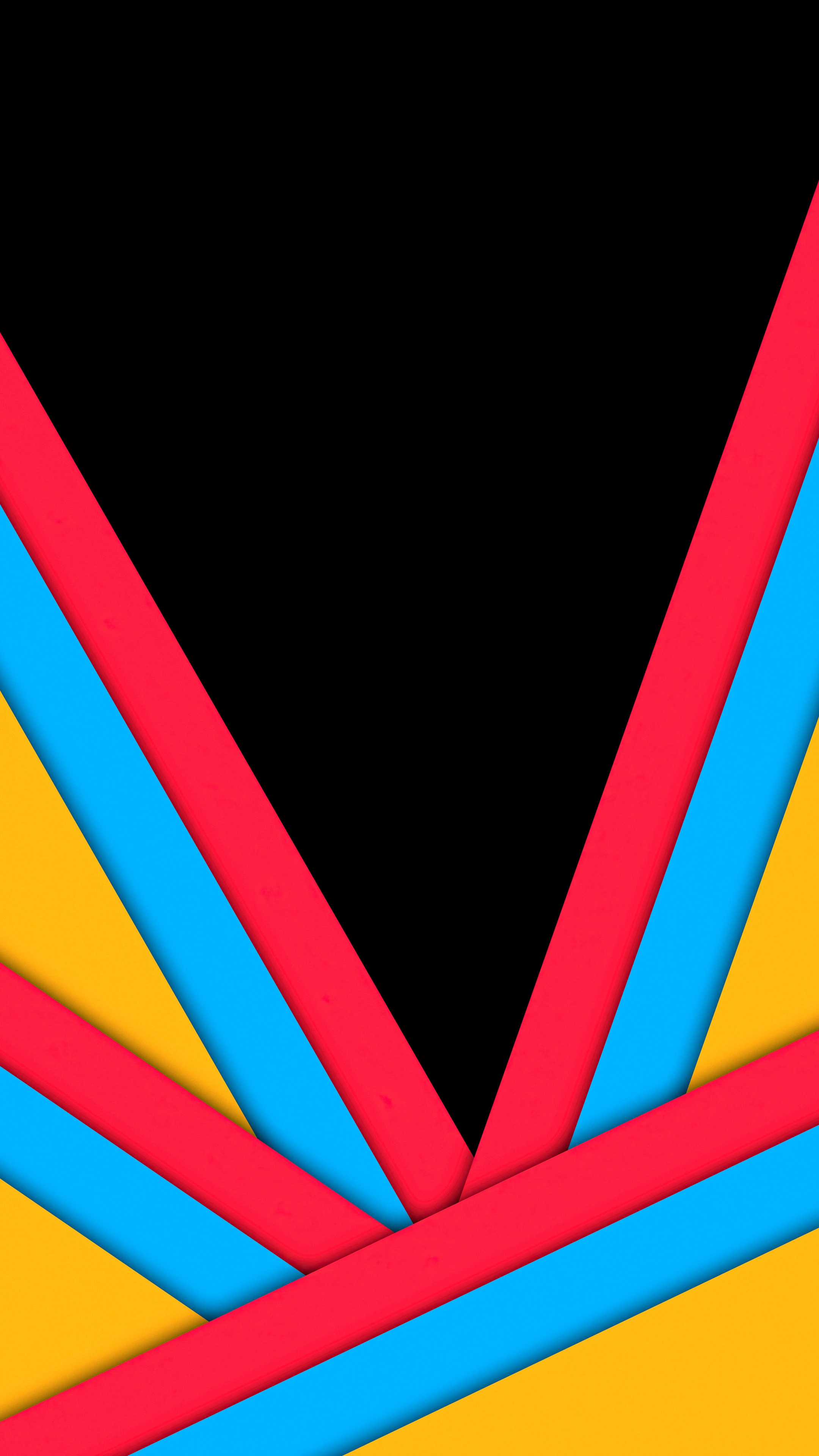 Abstract digital art with black, red, blue, and yellow stripes HD Phone Wallpaper