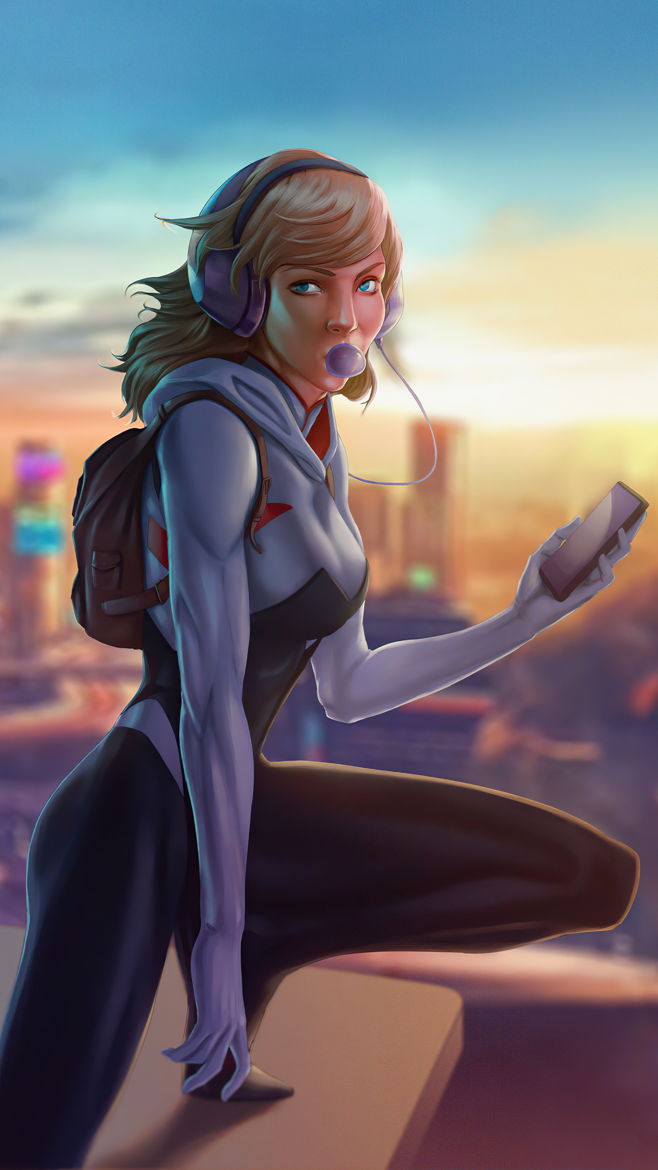 Gwen Stacy from Spider-Man artwork HD Phone Wallpaper