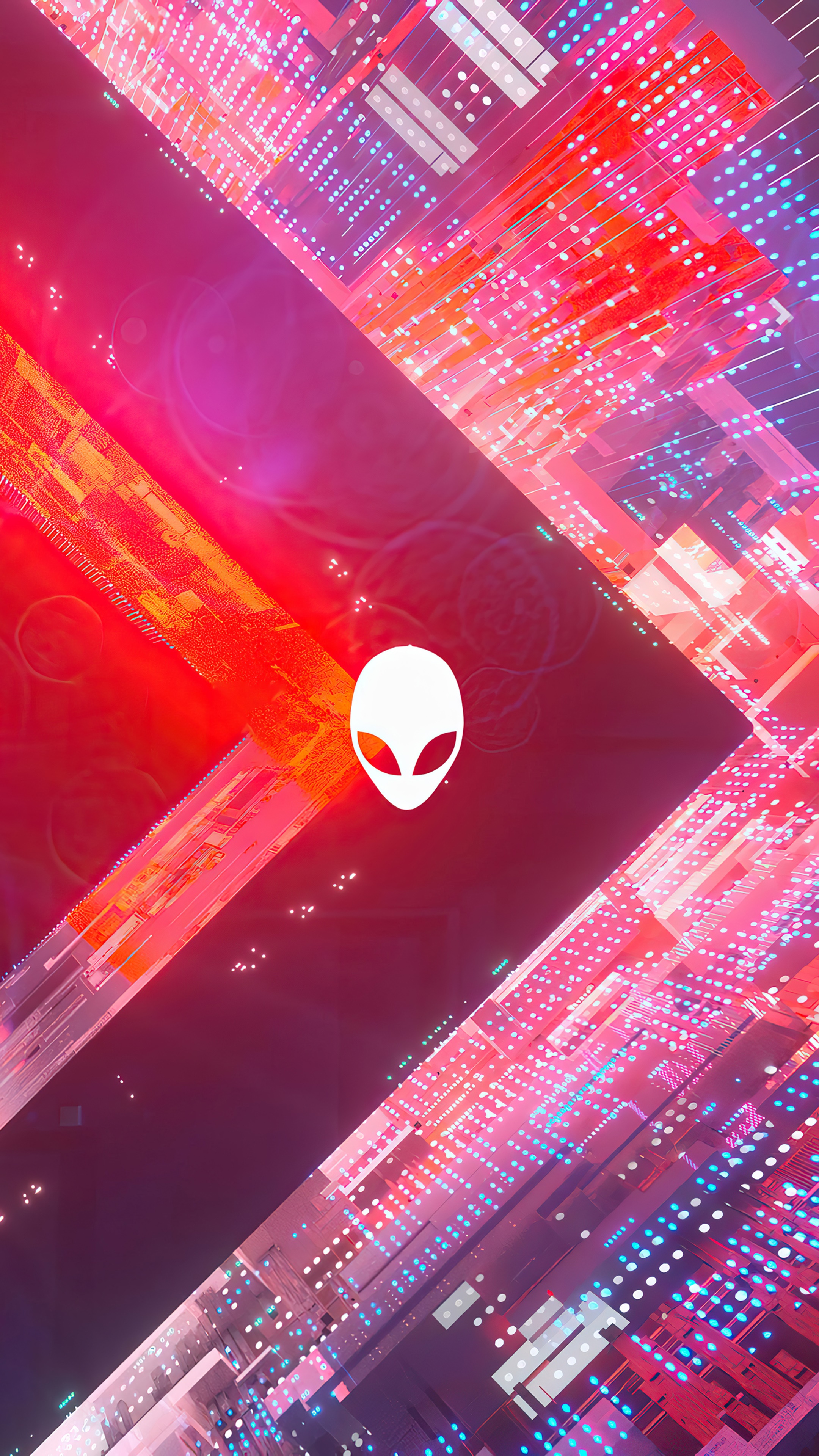 Alienware logo on abstract digital background 4K HD Phone Wallpaper