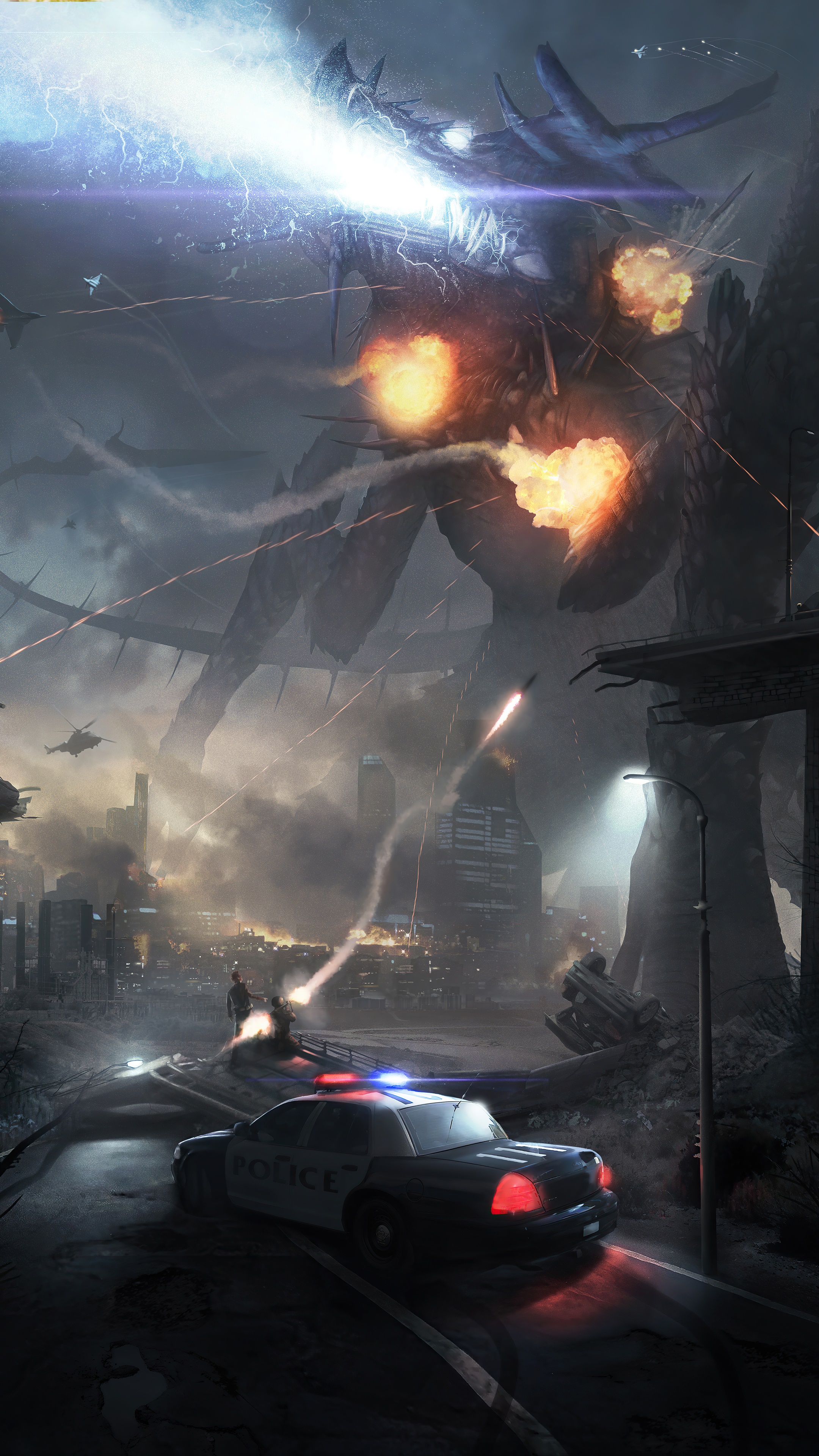 Alien Invasion in City HD Phone Wallpaper