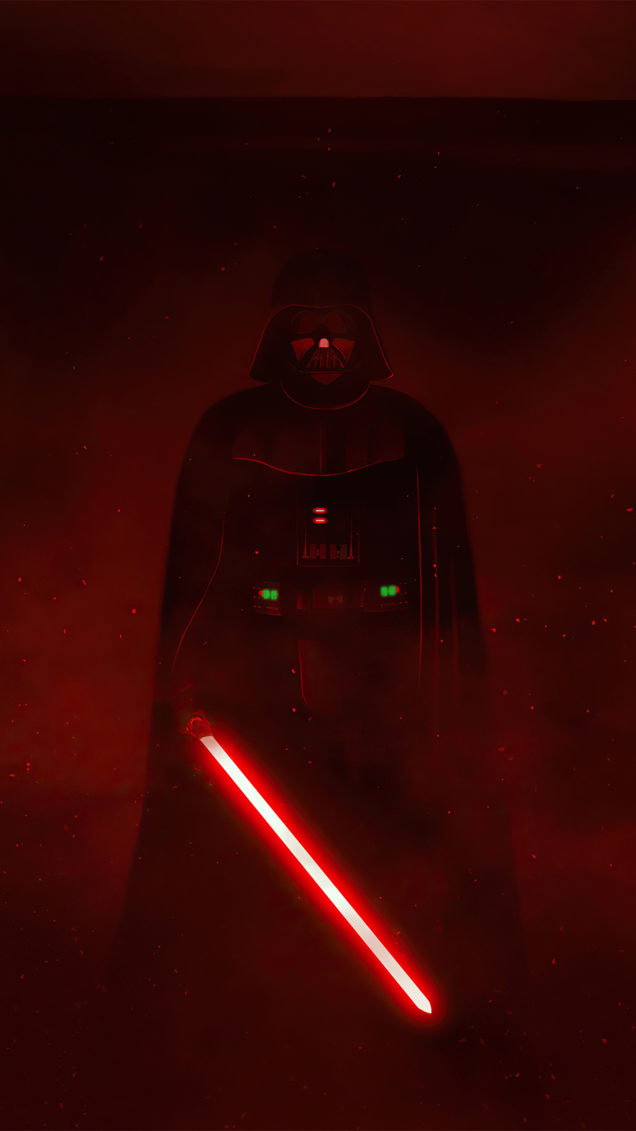 Darth Vader from Star Wars with a red lightsaber HD Phone Wallpaper