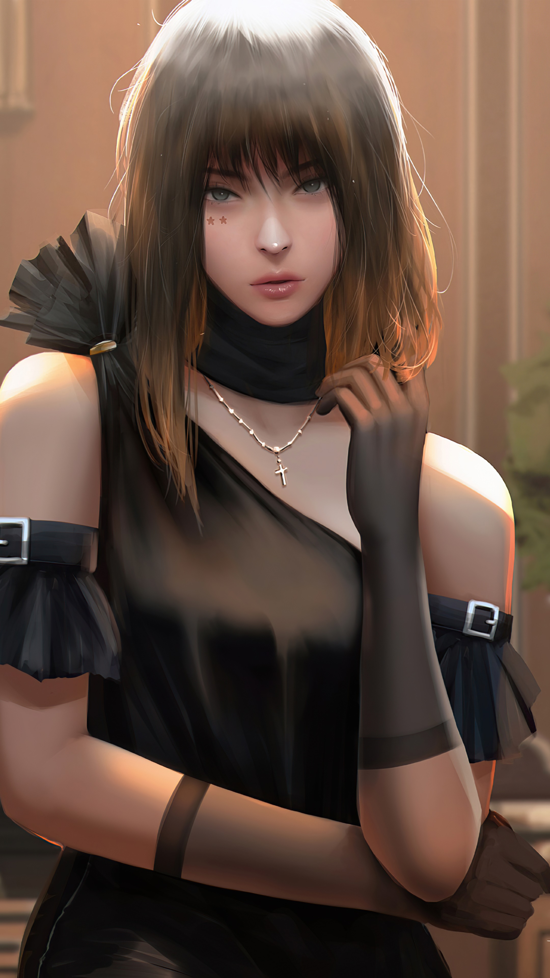 Artwork of a woman in a black dress HD Phone Wallpaper