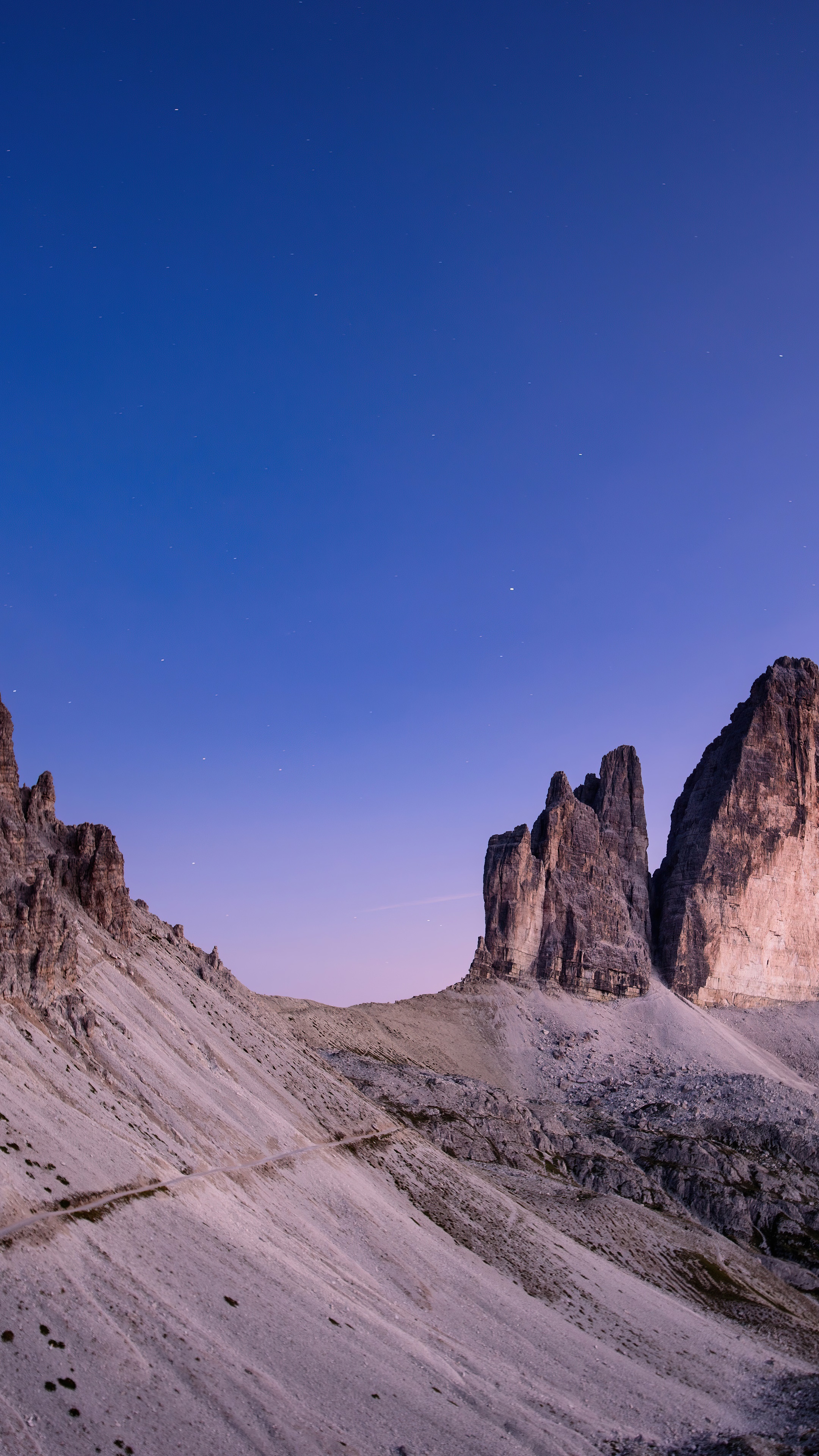 Tre Cime di Lavaredo mountains at dusk HD Phone Wallpaper