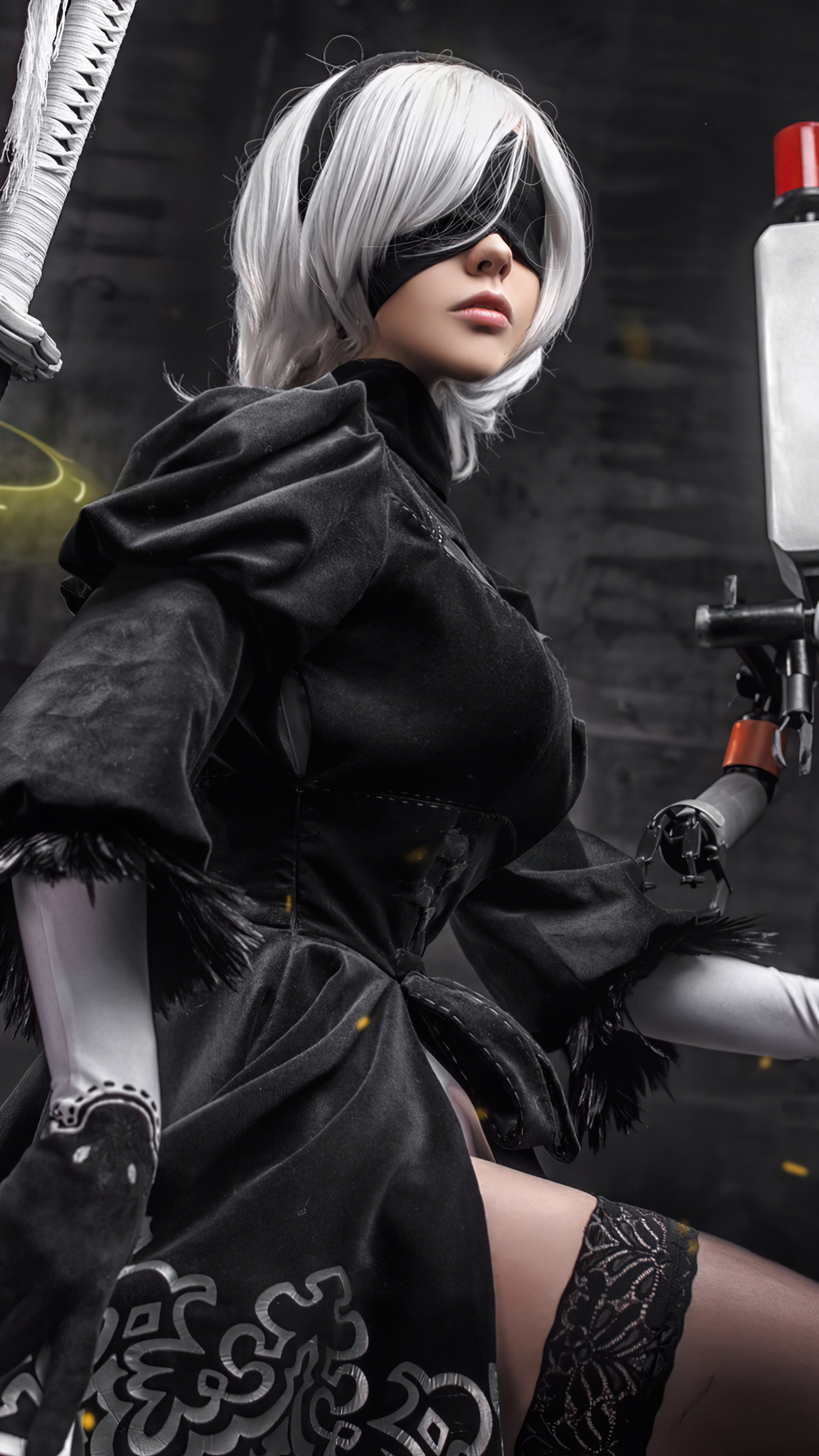 2B from Nier Automata cosplay HD Phone Wallpaper