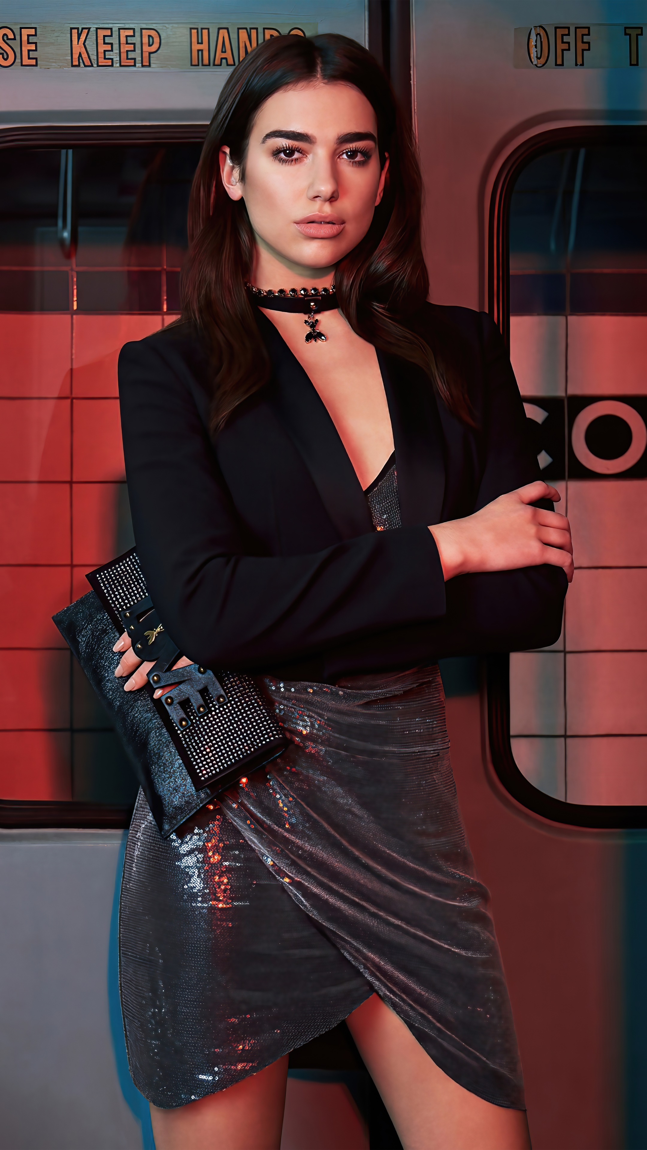 Dua Lipa in black blazer and sequin skirt HD Phone Wallpaper