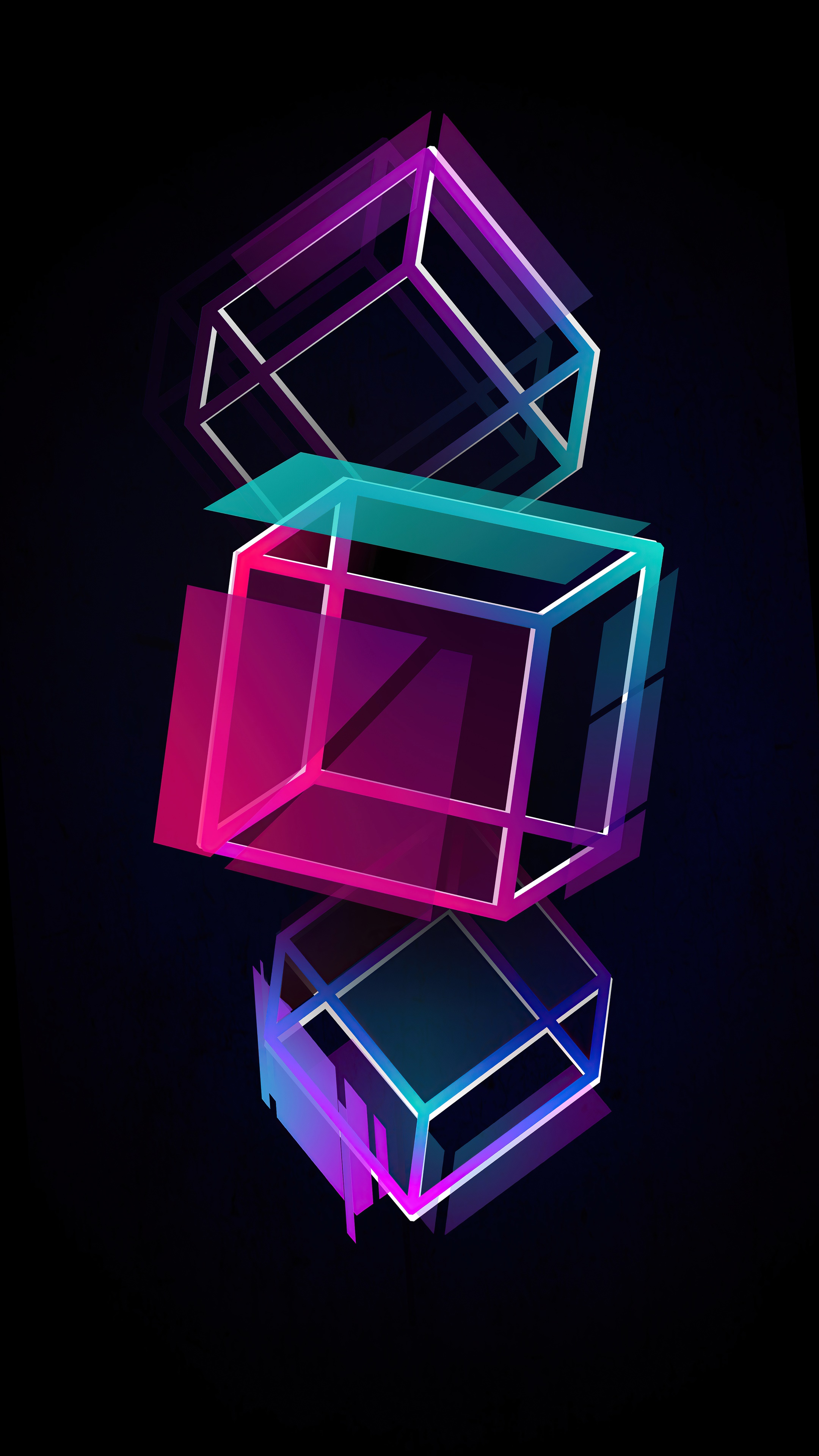 Abstract digital art with glowing cubes HD Phone Wallpaper