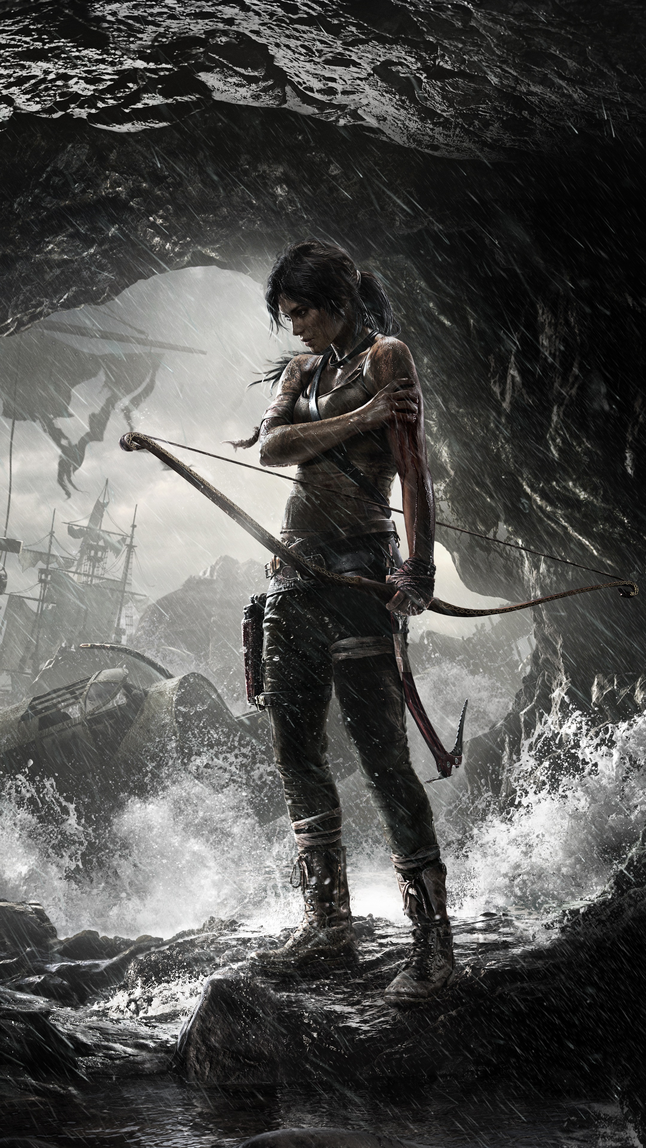 Lara Croft from Tomb Raider with a bow HD Phone Wallpaper