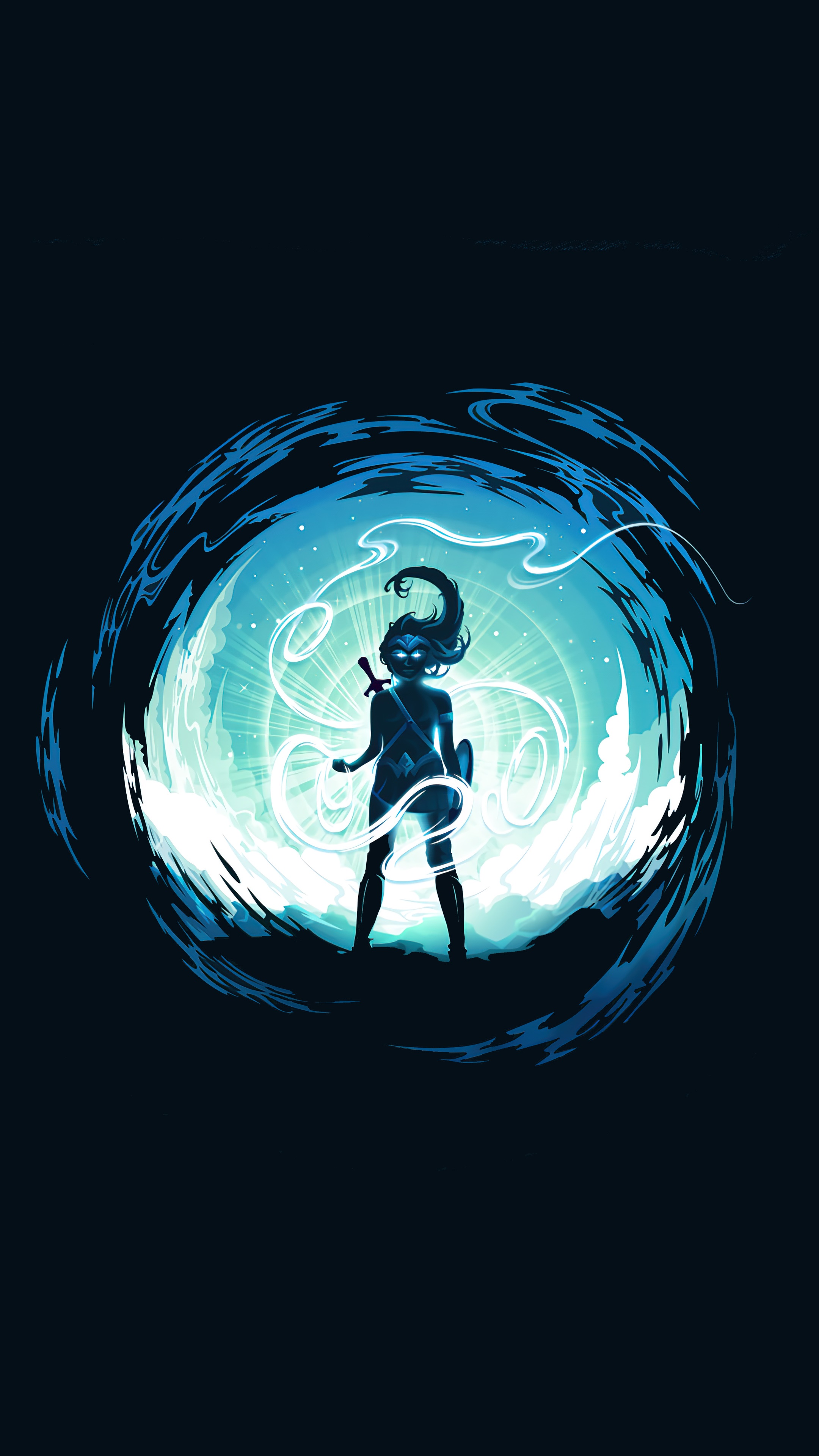 Wonder Woman in a portal with sword and shield HD Phone Wallpaper