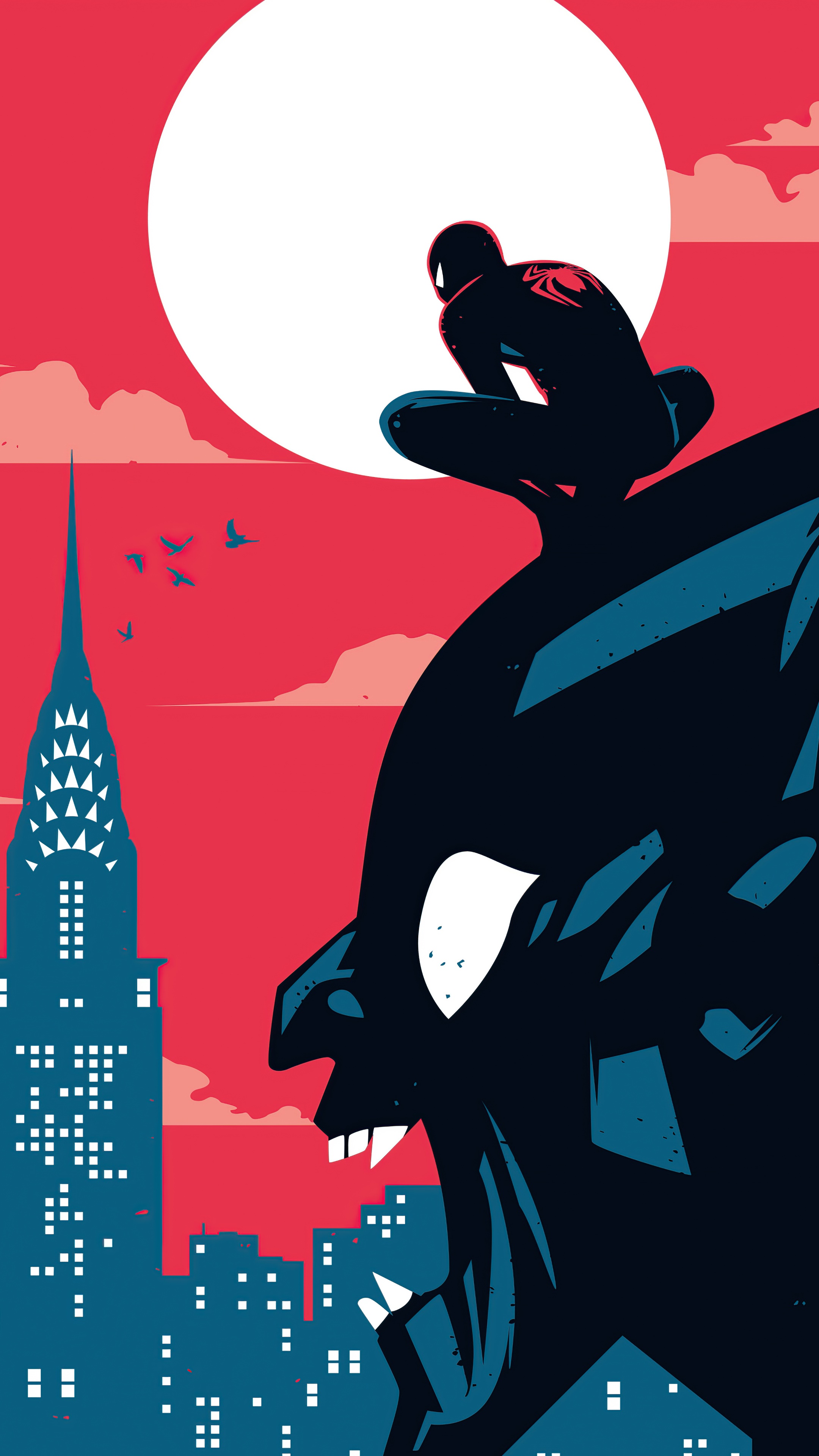 Spider-Man on a rooftop overlooking New York City HD Phone Wallpaper