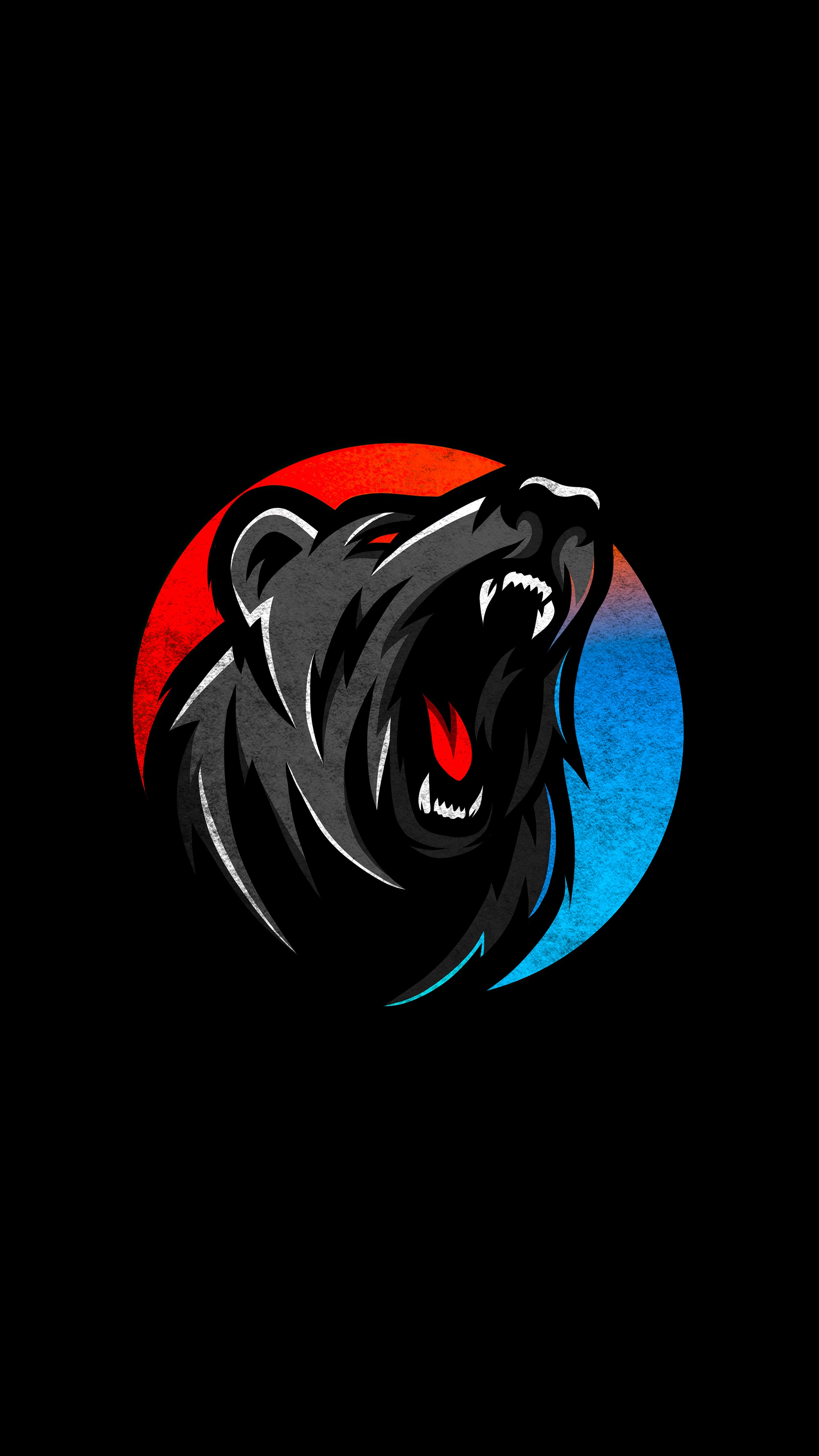 Digital Art of a Black Bear Roaring HD Phone Wallpaper