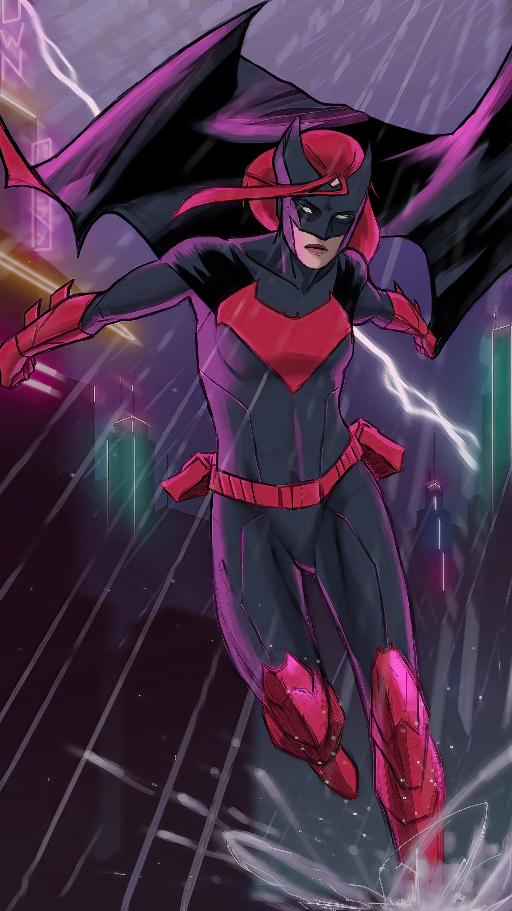 Batwoman in a dark city HD Phone Wallpaper