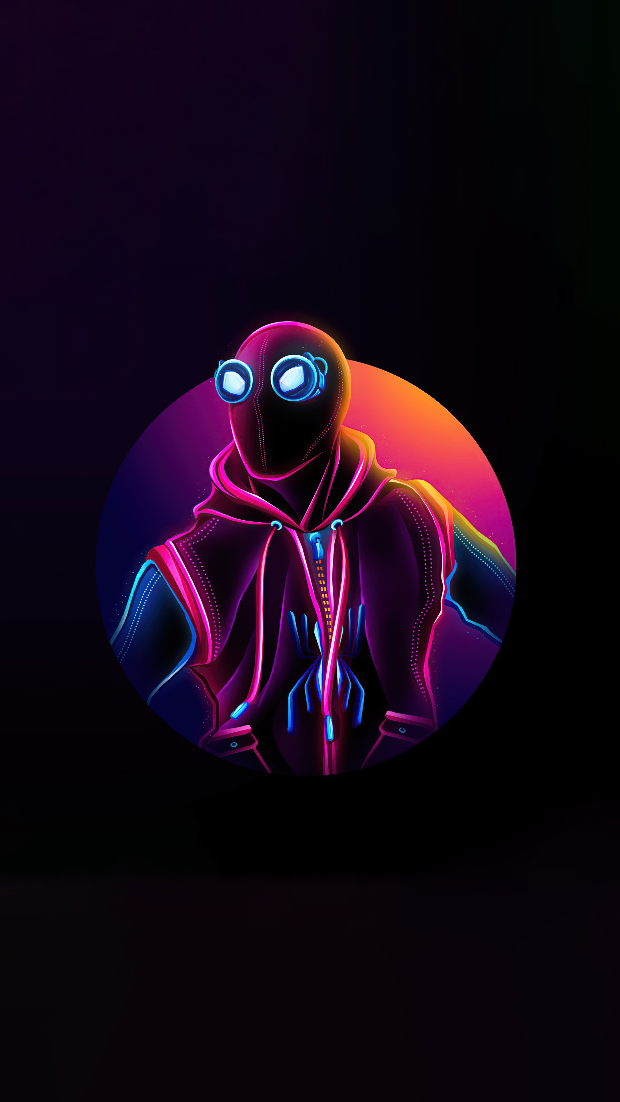 Spiderman artwork with neon glow HD Phone Wallpaper