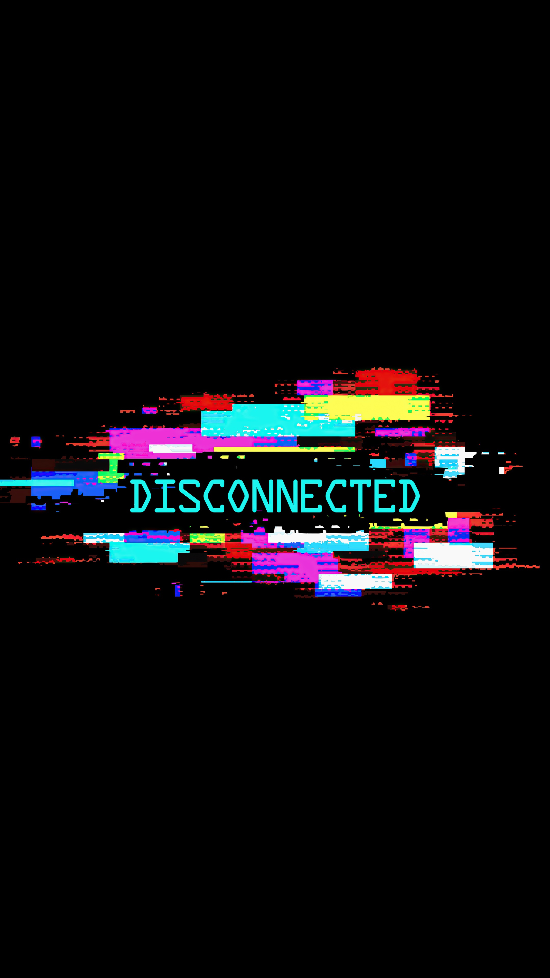 Disconnected glitch text digital art HD Phone Wallpaper