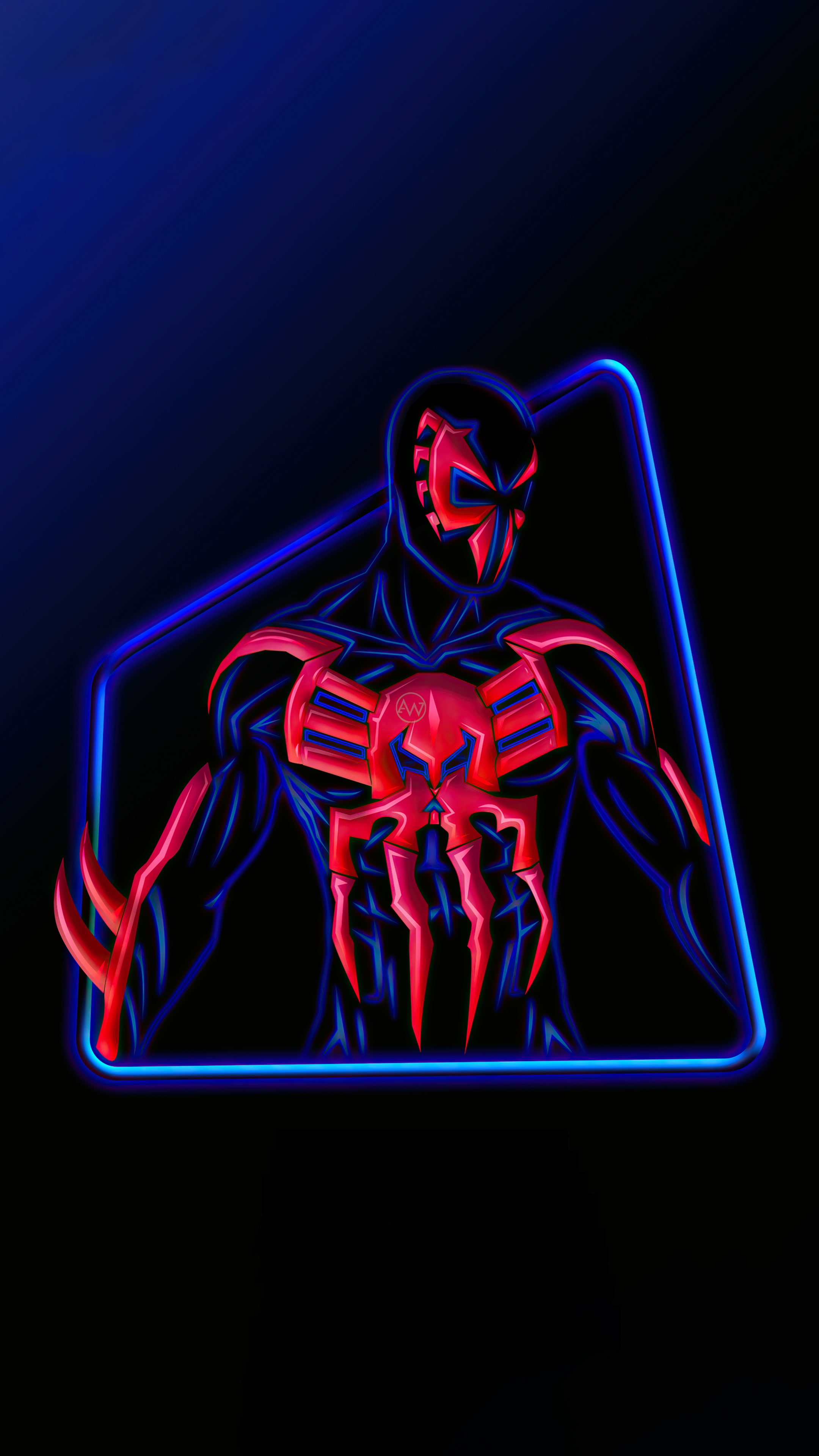 Spider-Man 2099 Neon Artwork HD Phone Wallpaper
