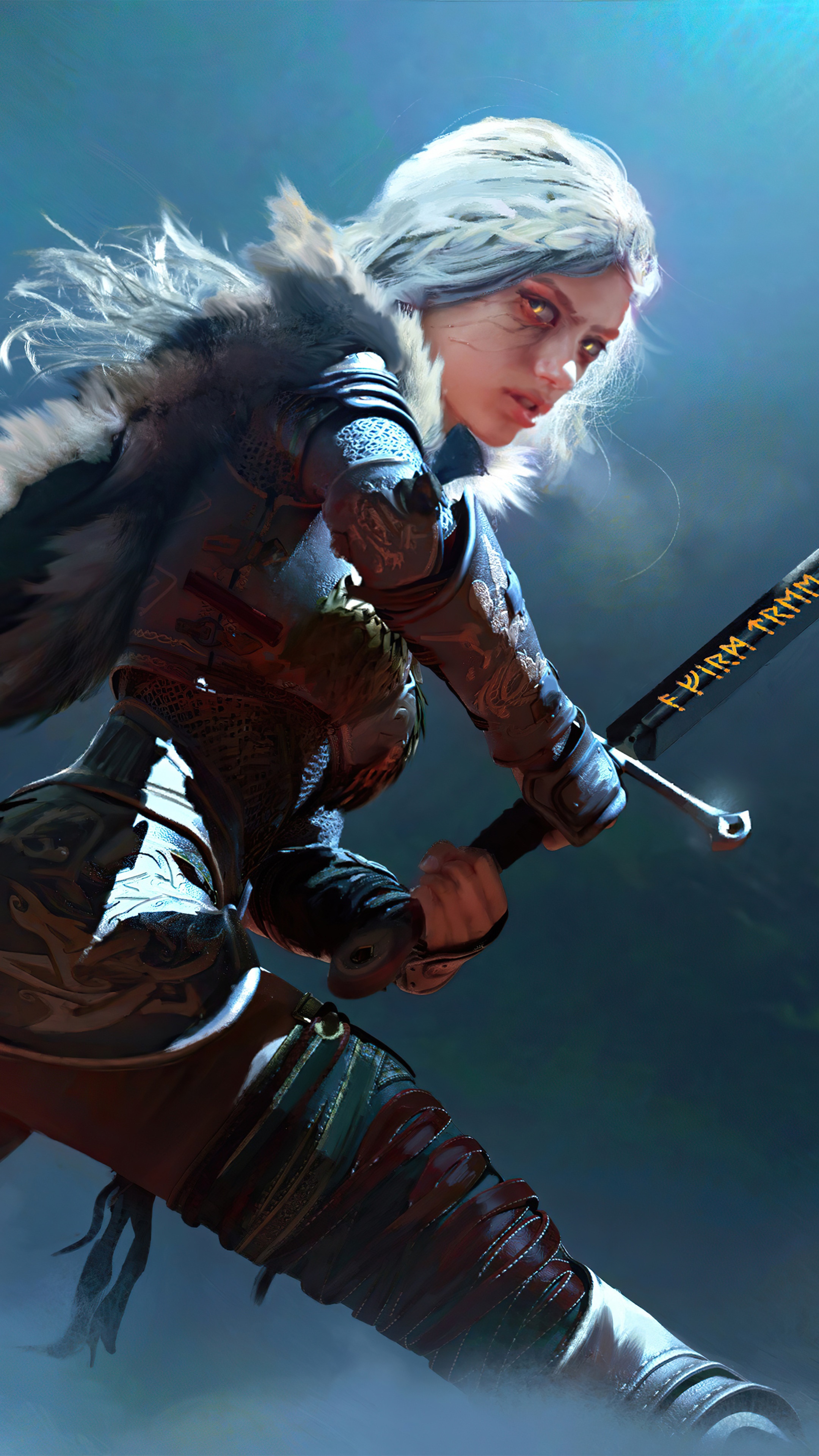 Warrior with sword and fur cloak 4K HD Phone Wallpaper