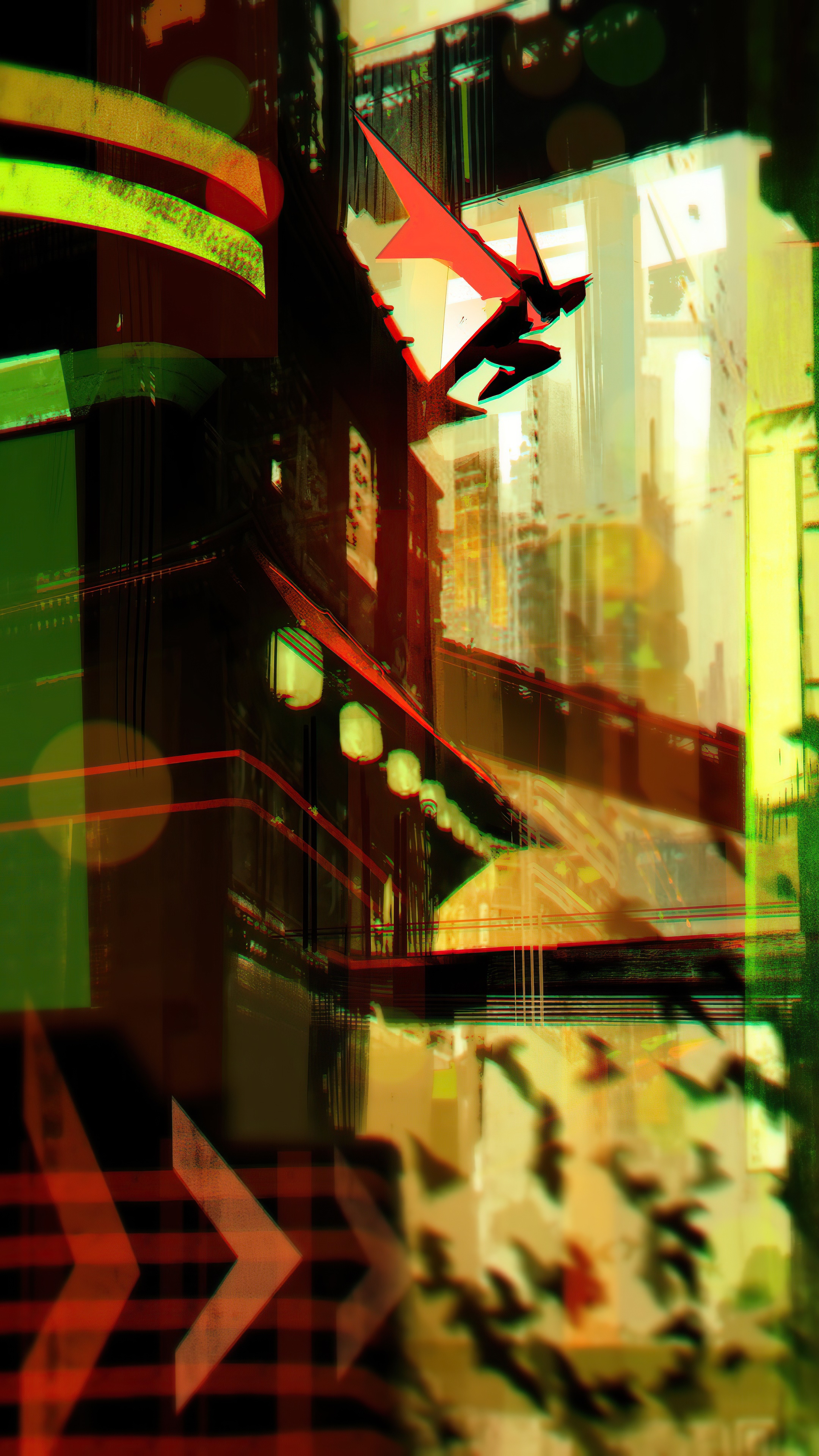 Batman from DC Comics in a stylized city HD Phone Wallpaper