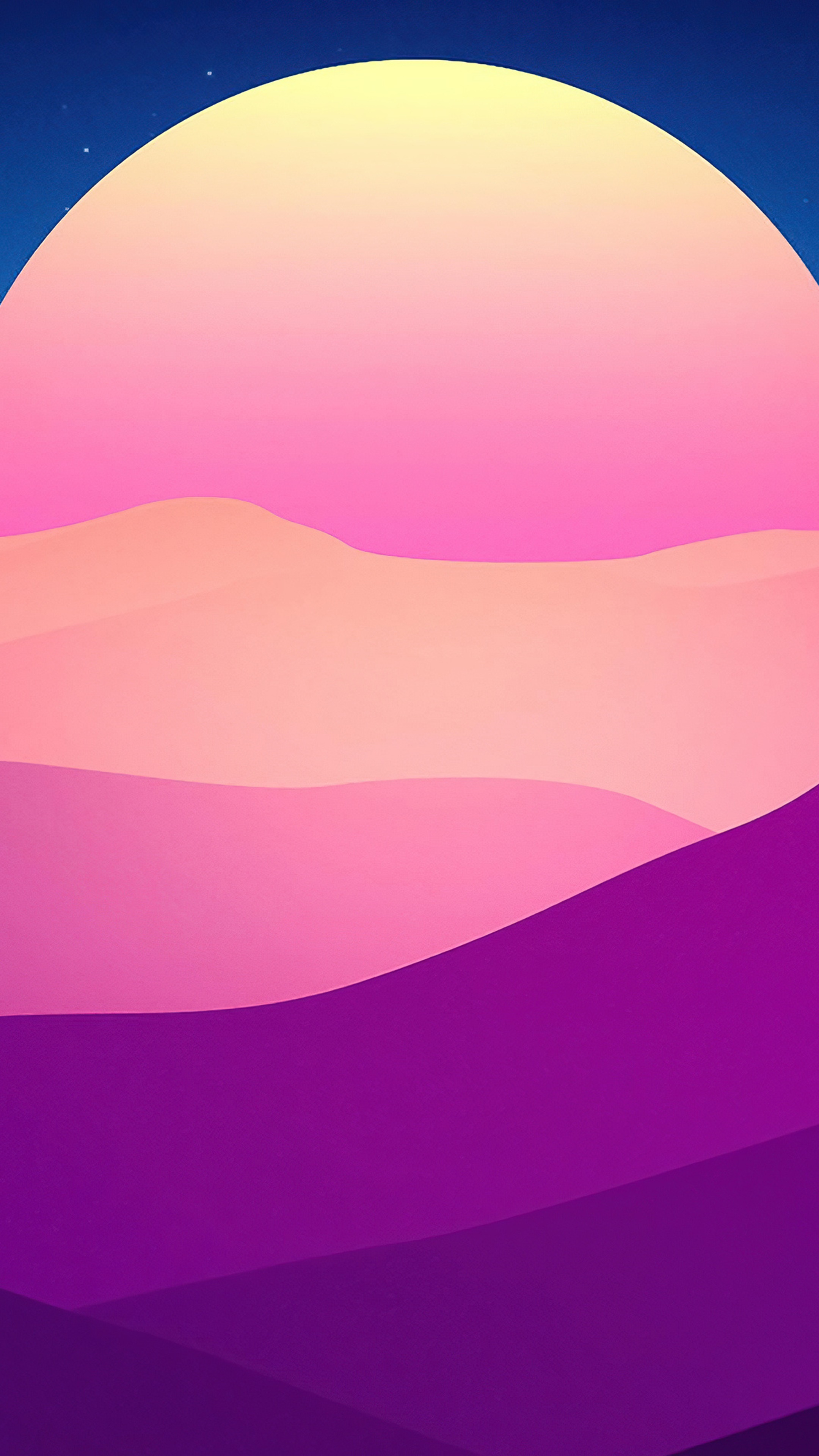 Minimalist digital art of a desert landscape at sunset HD Phone Wallpaper