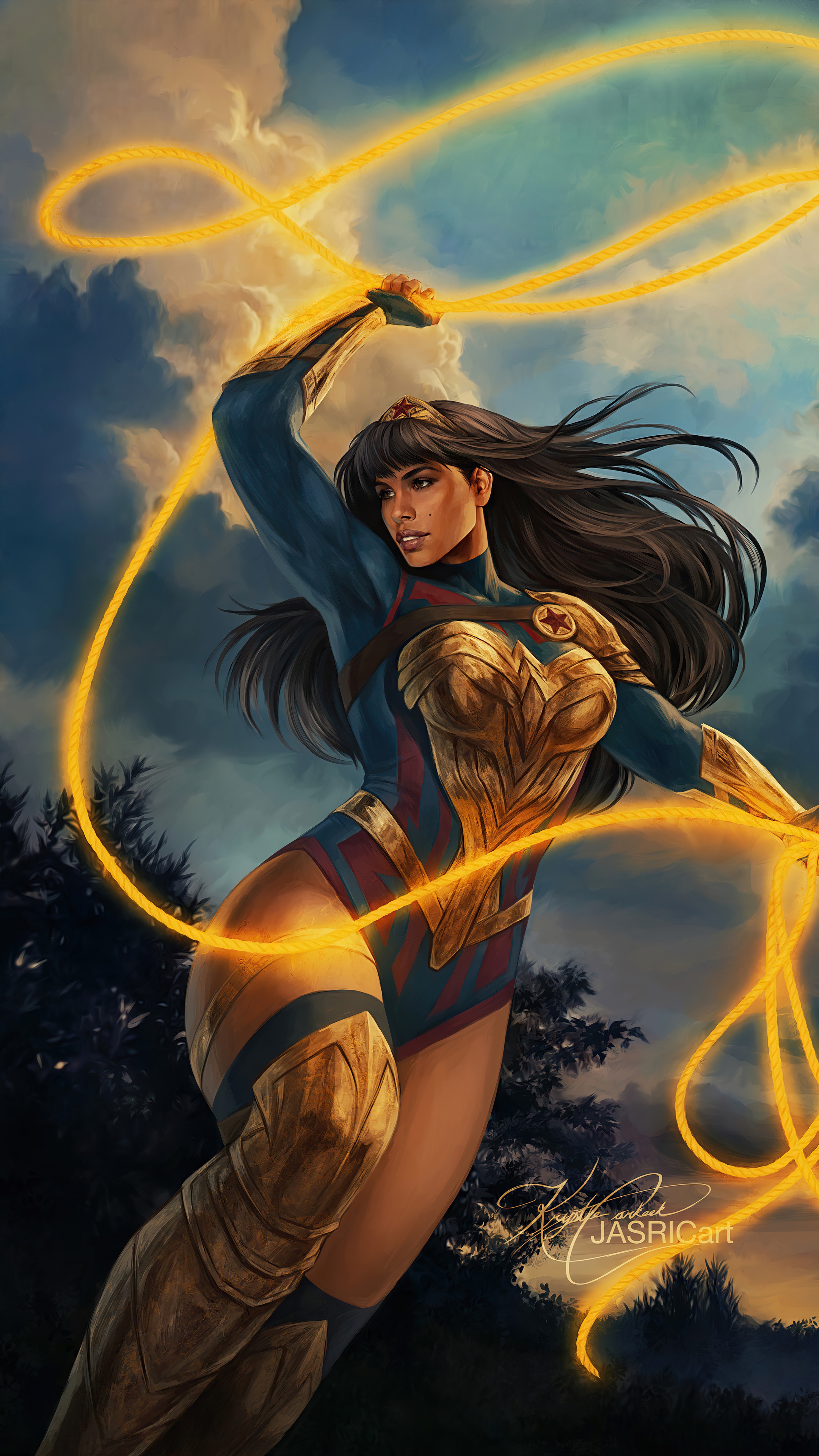 Wonder Woman with Lasso of Truth HD Phone Wallpaper