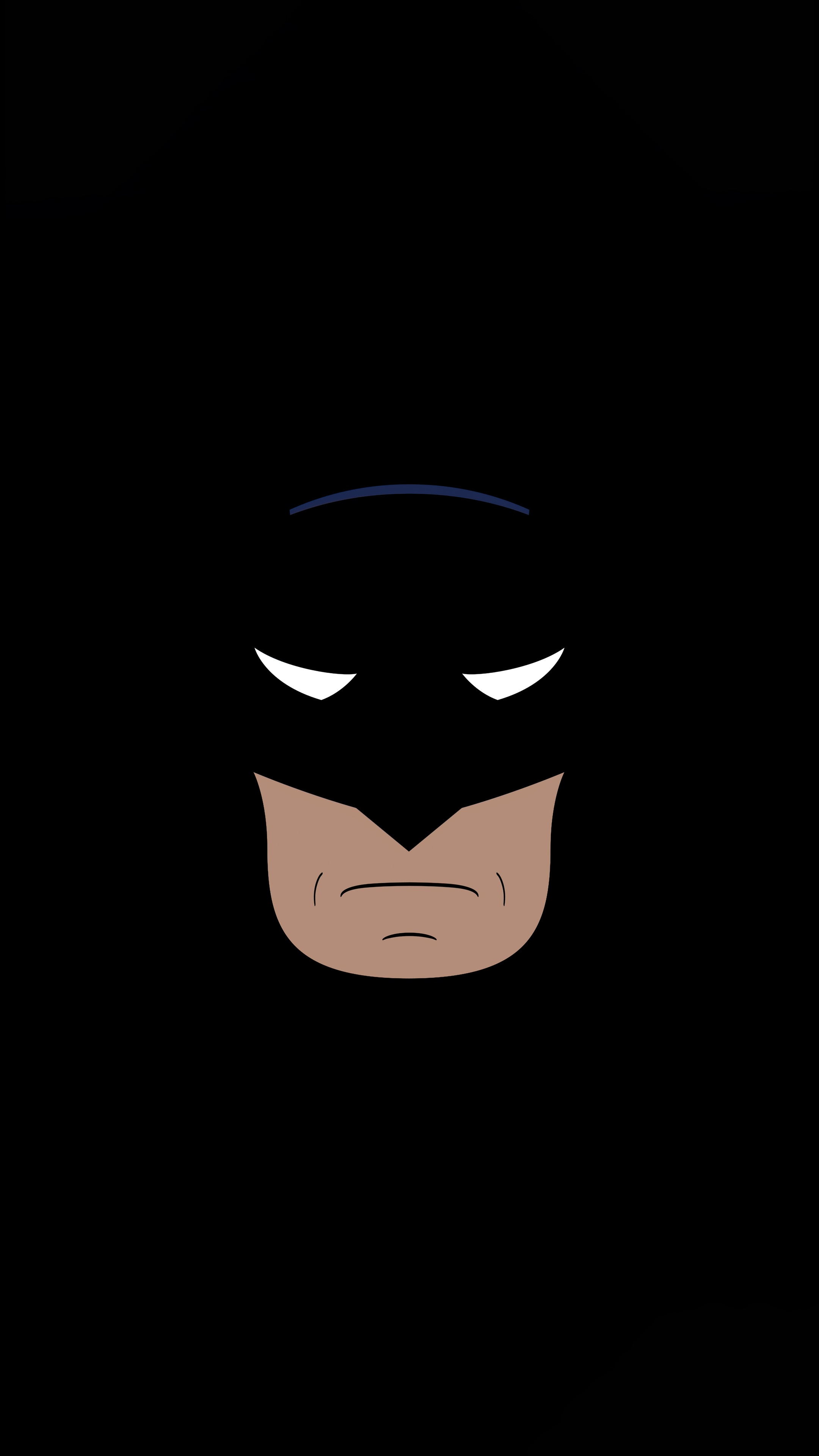 Minimalist Batman face on black background HD Phone Wallpaper