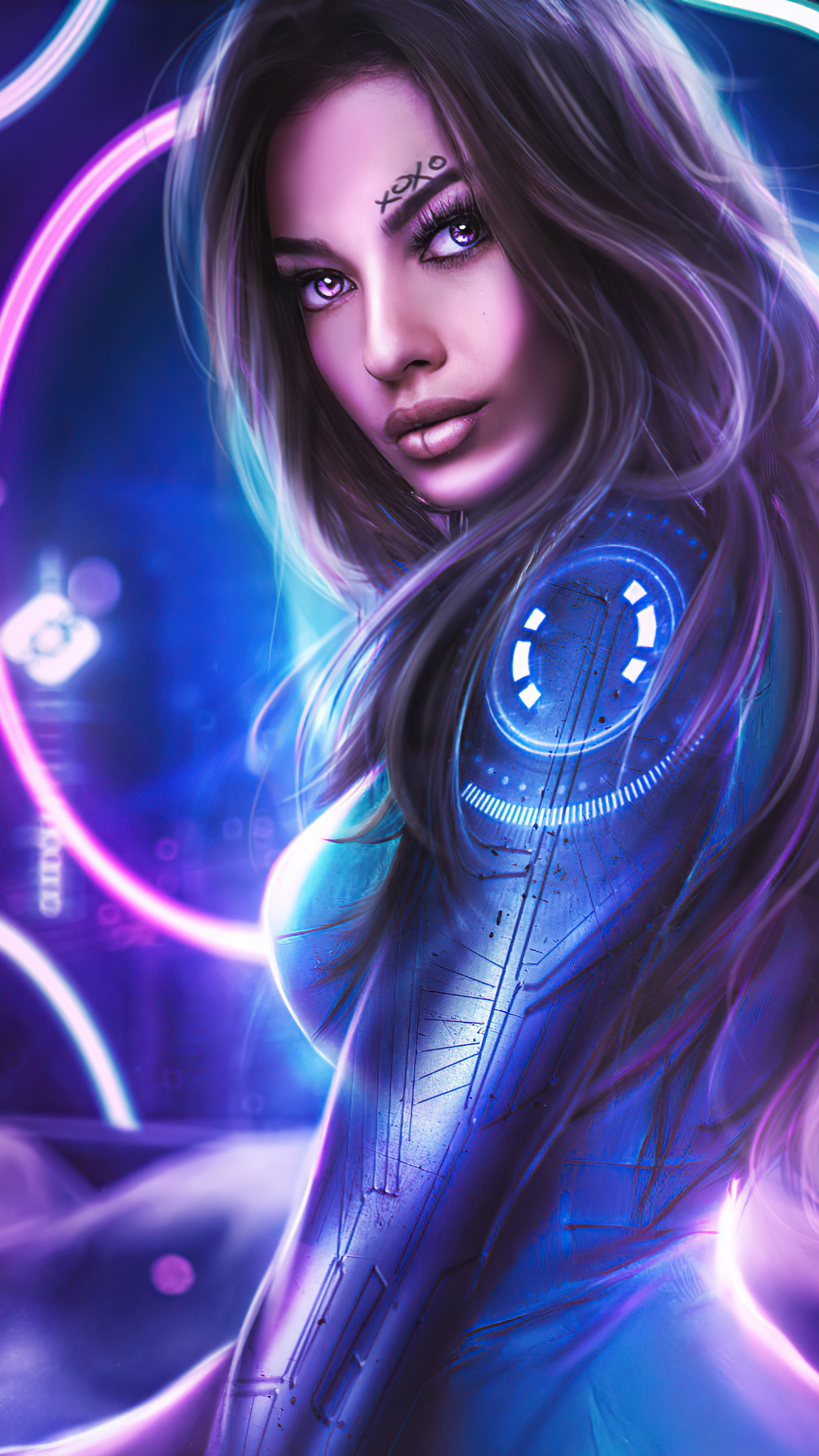 Cyberpunk woman with futuristic implants HD Phone Wallpaper