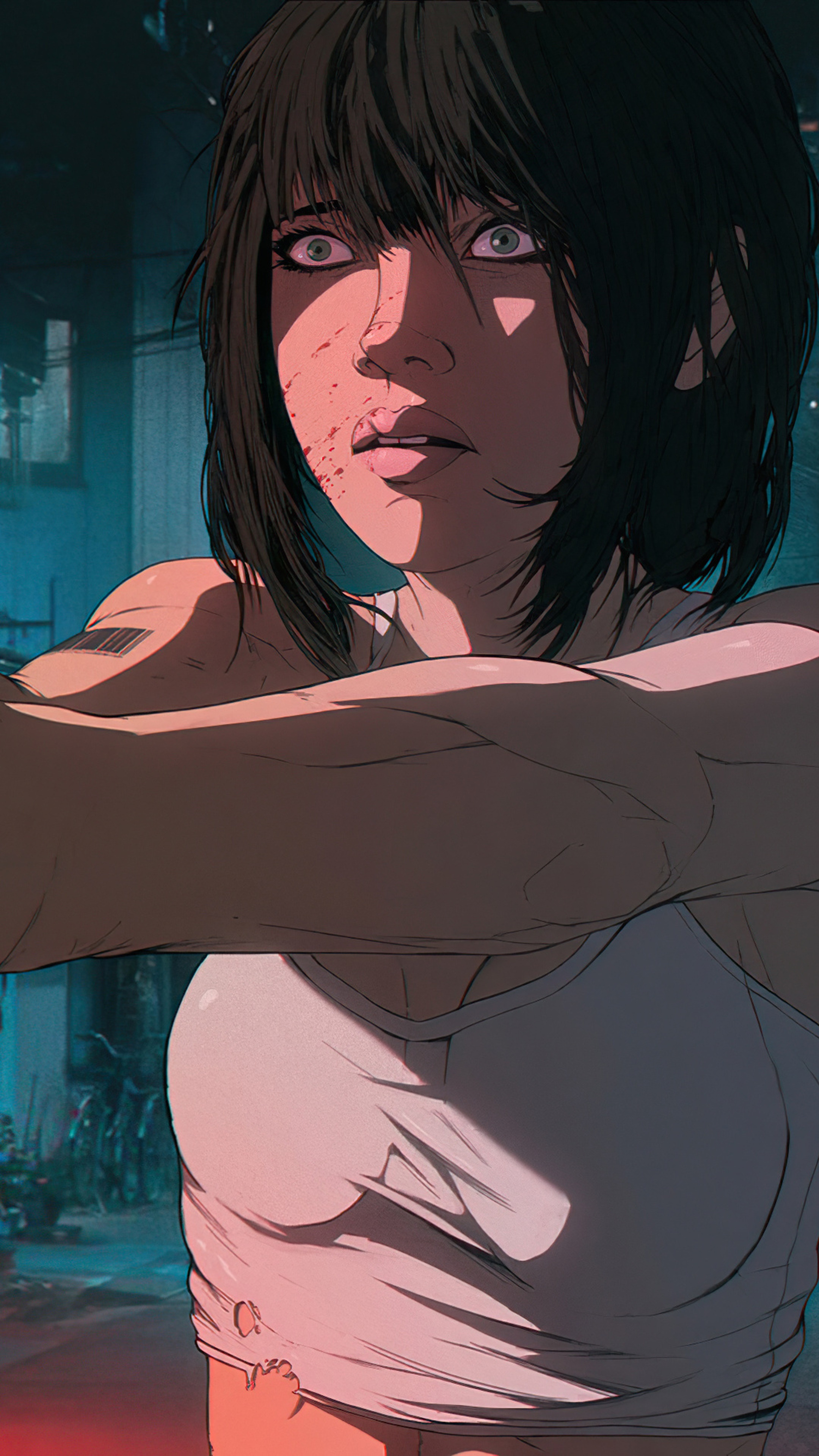 Artwork of a woman with injuries HD Phone Wallpaper