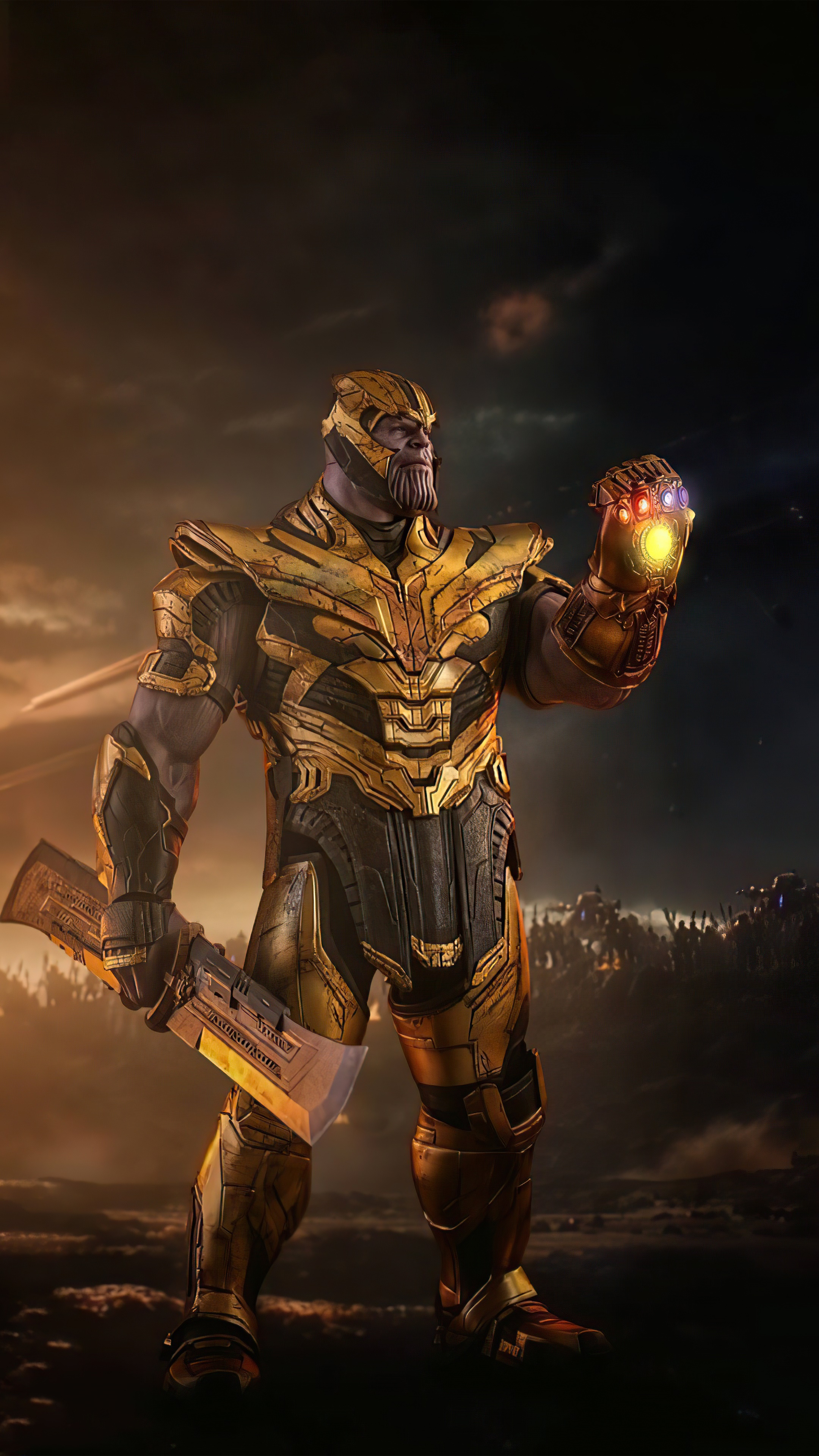 Thanos from Marvel artwork with Infinity Gauntlet HD Phone Wallpaper