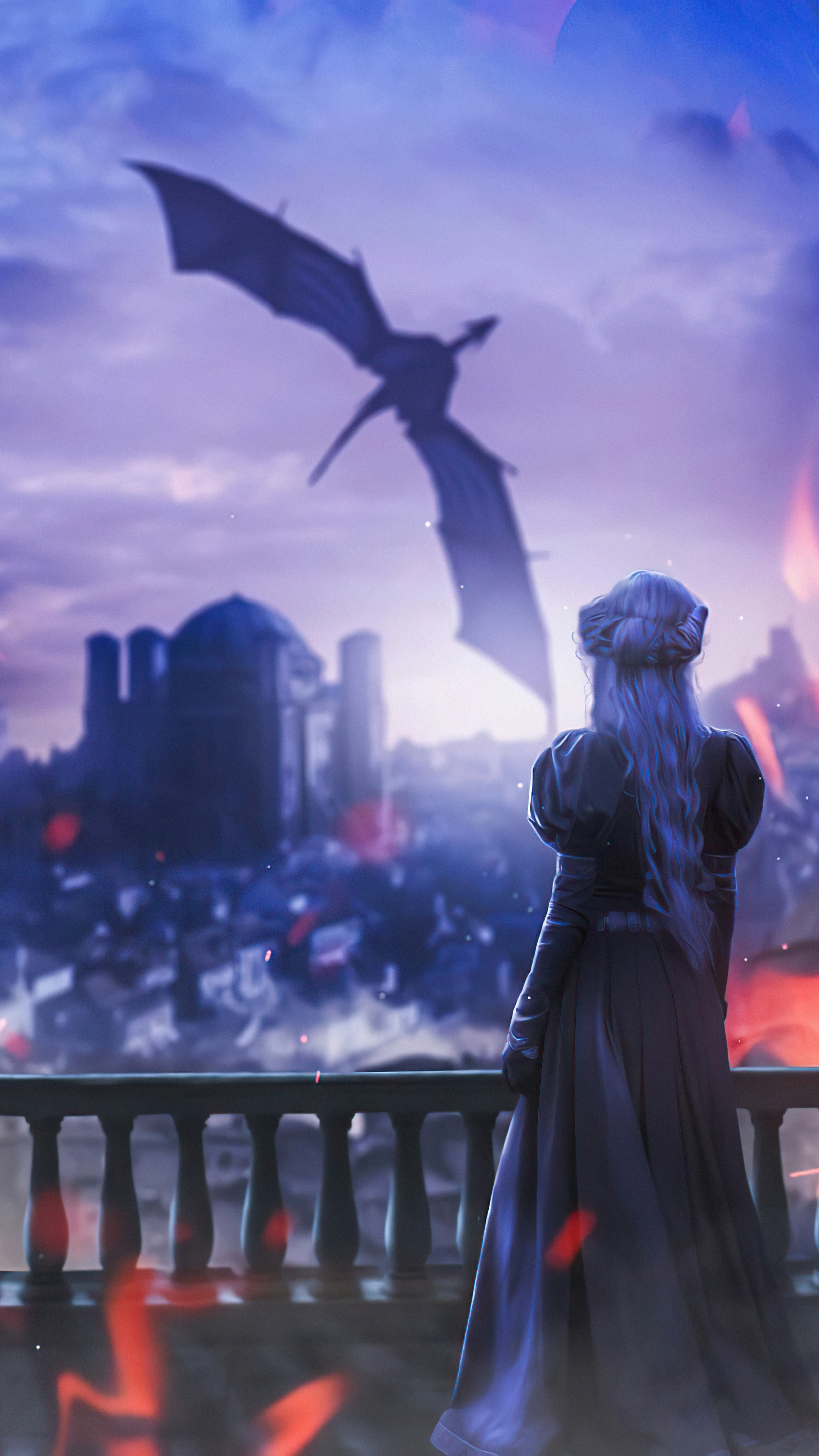 Daenerys Targaryen from Game of Thrones with a dragon HD Phone Wallpaper