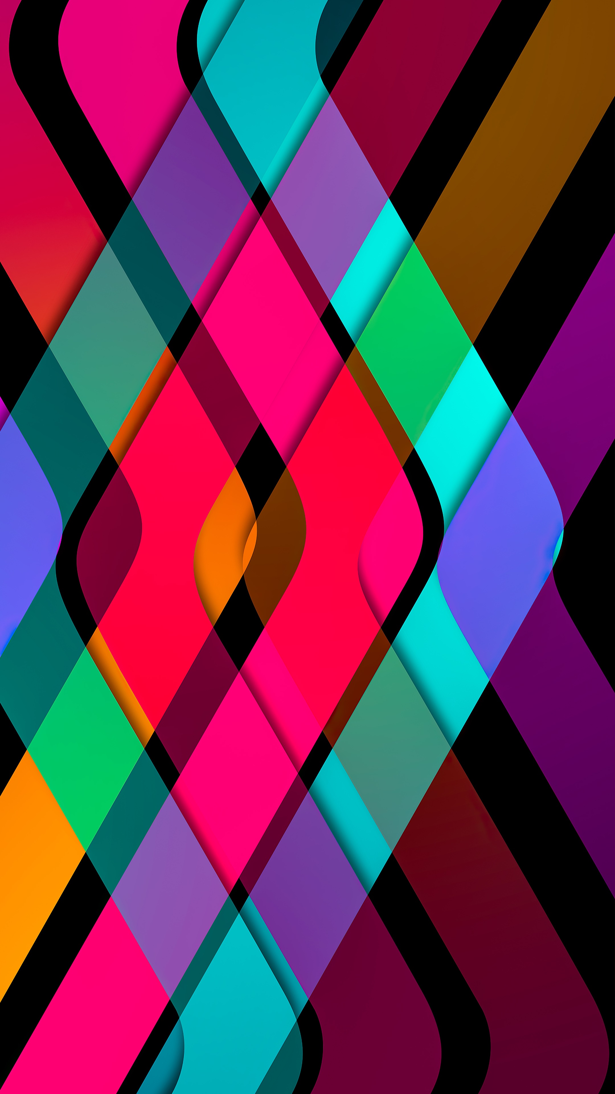 Abstract digital art with overlapping colorful shapes HD Phone Wallpaper