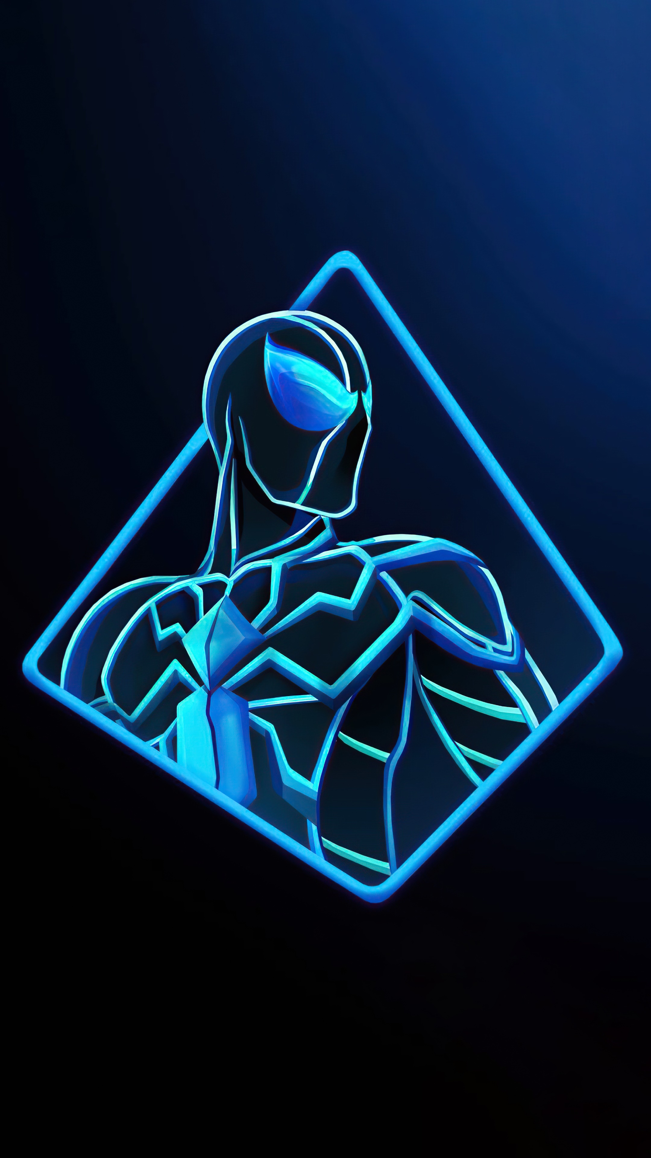 Minimalist digital art of Spider-Man in a diamond frame HD Phone Wallpaper