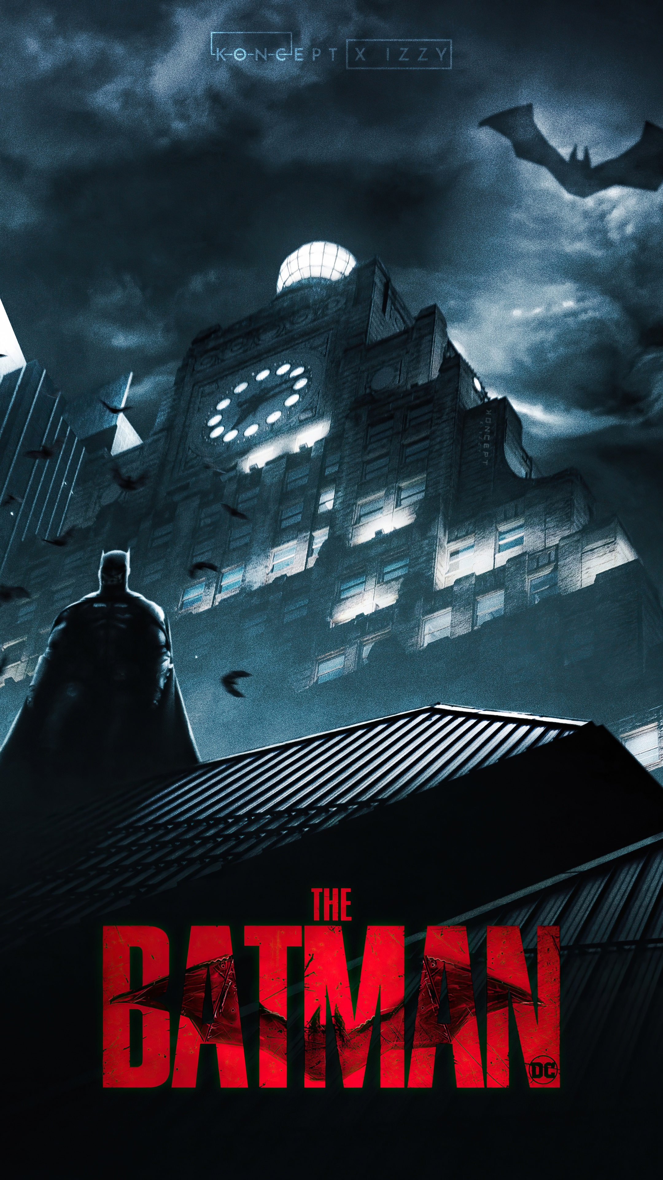 The Batman movie poster with Batman and Gotham City HD Phone Wallpaper