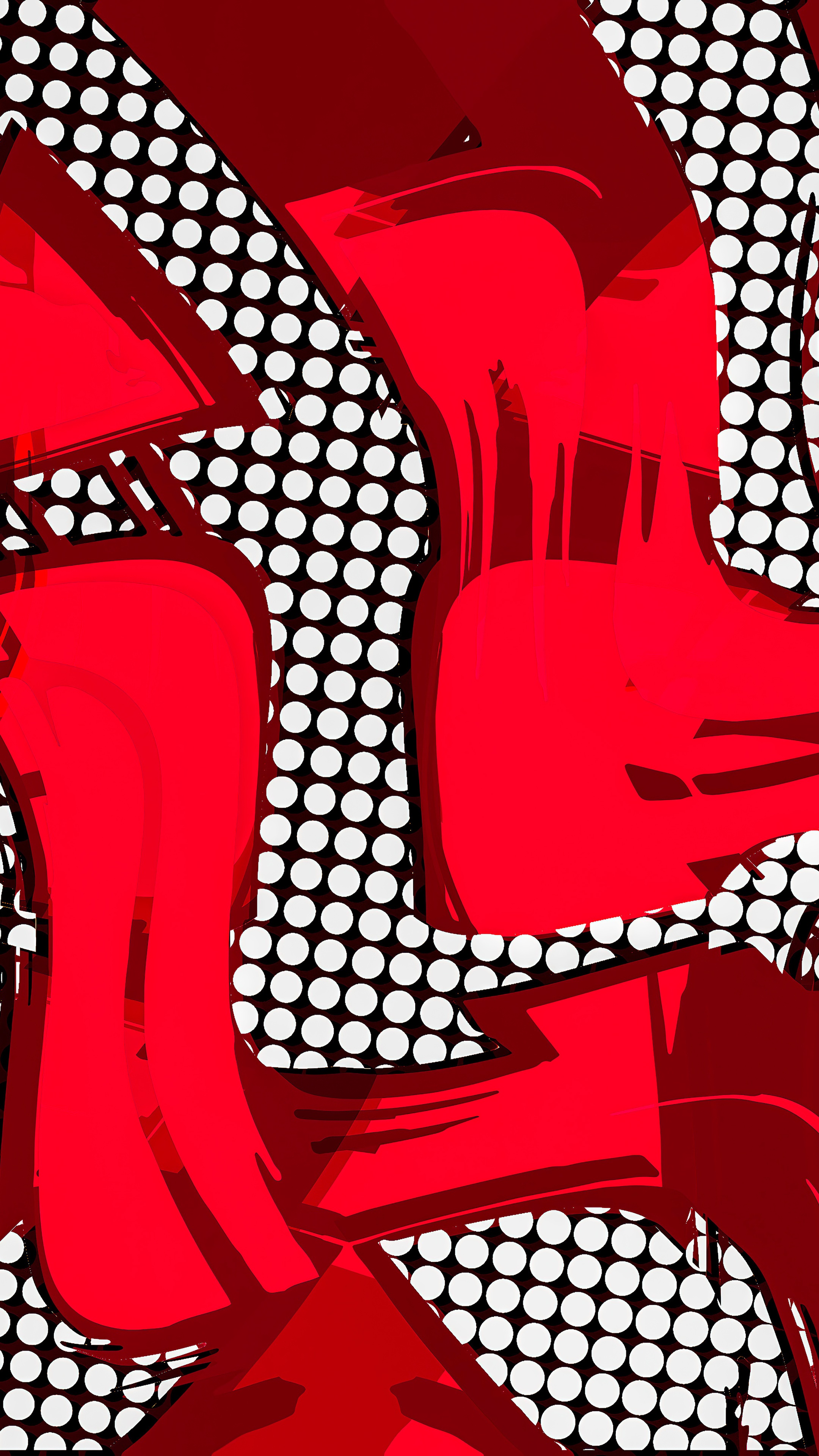 Abstract red and white polka dot artwork HD Phone Wallpaper